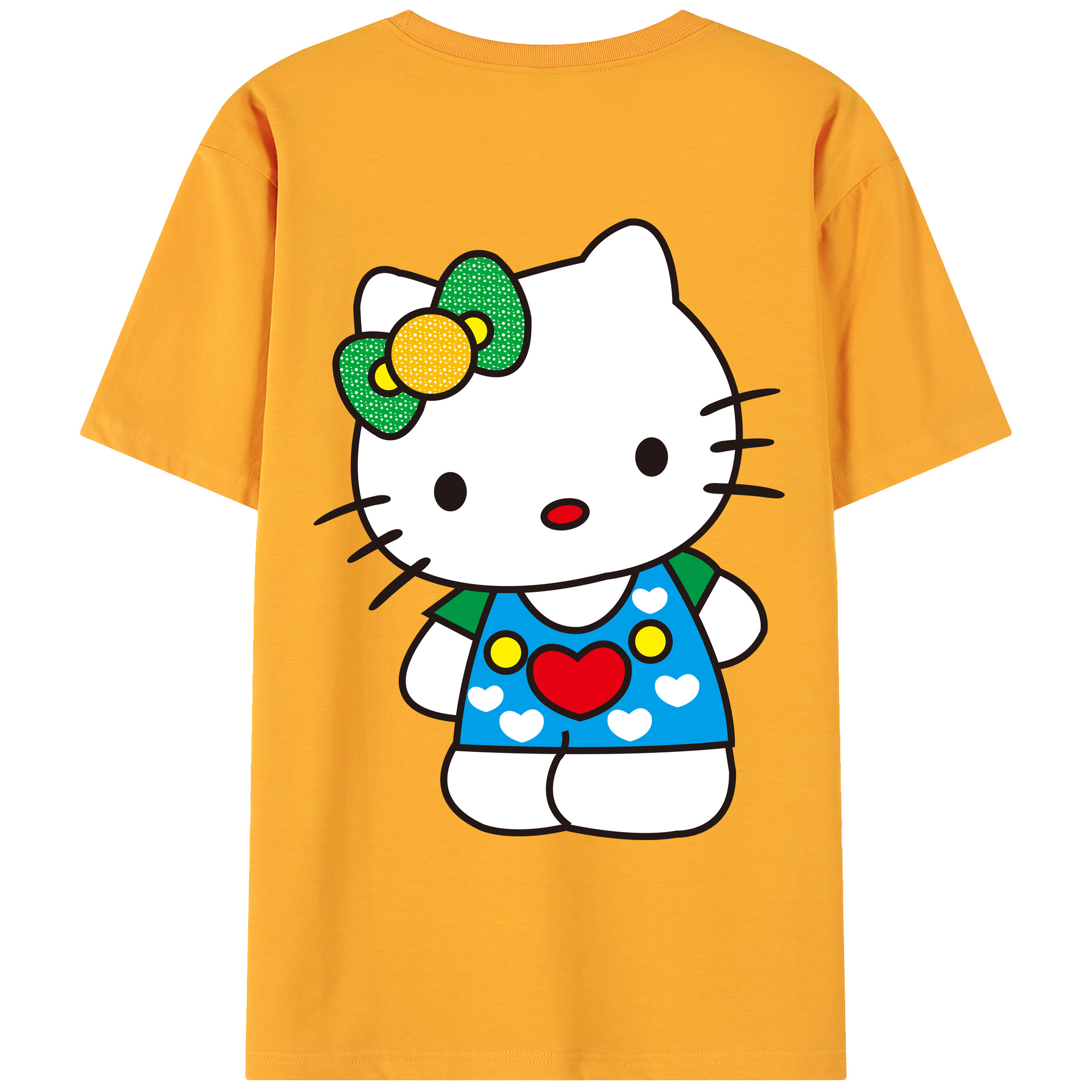 （画像用） Hello Kitty ハローキティ 綿100％ メンズ半袖Tシャツ（バックプリント） 通気性
