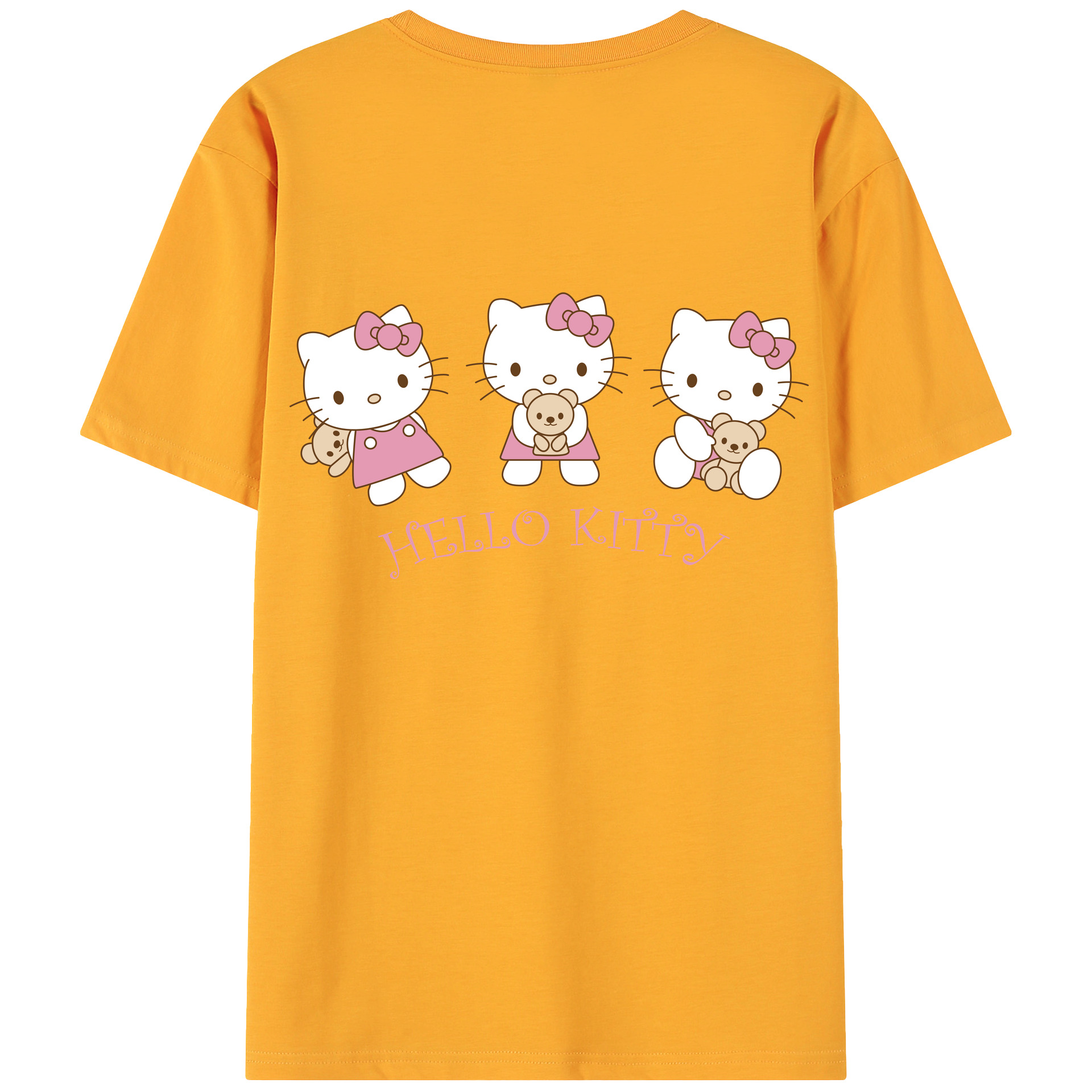 （画像用） Hello Kitty ハローキティ 綿100％ メンズ半袖Tシャツ（バックプリント） 通気性