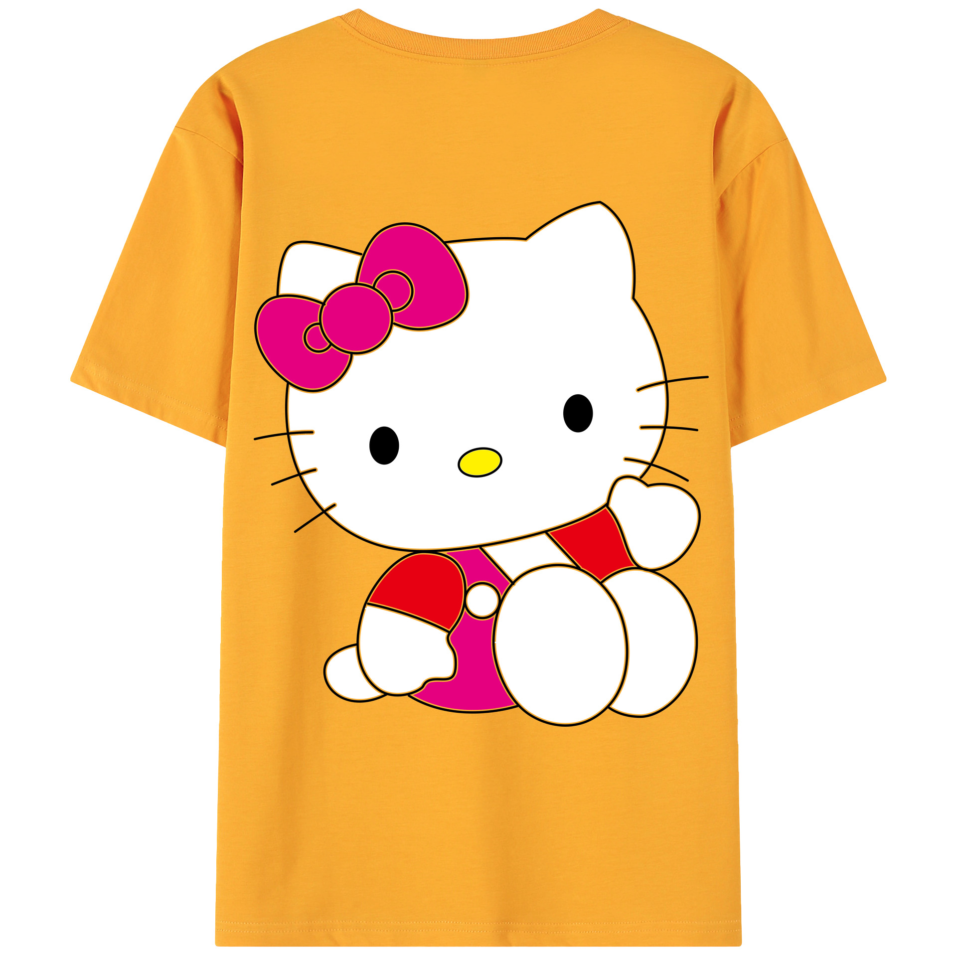 （画像用） Hello Kitty ハローキティ 綿100％ メンズ半袖Tシャツ（バックプリント） 通気性