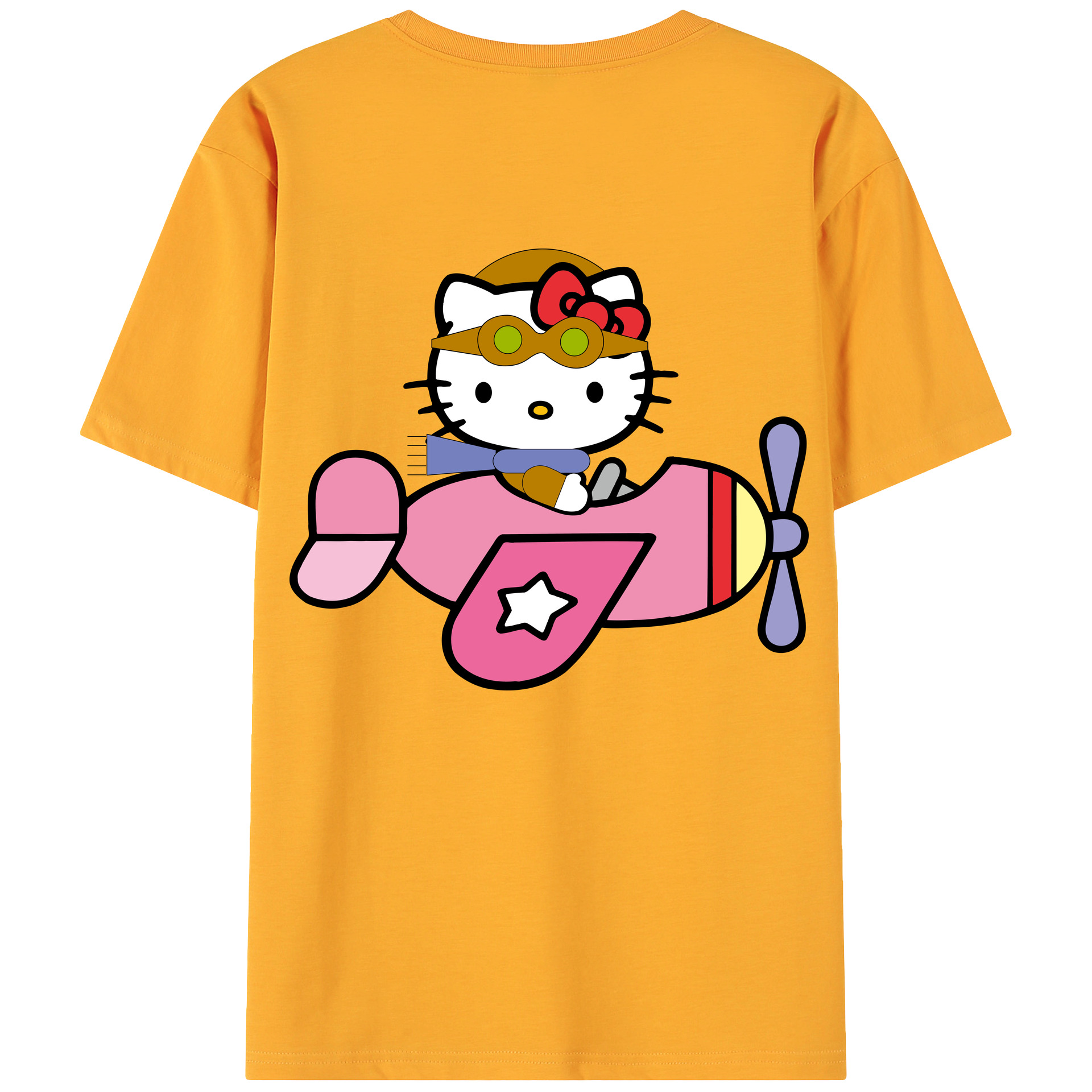 （画像用） Hello Kitty ハローキティ 綿100％ メンズ半袖Tシャツ（バックプリント） 通気性