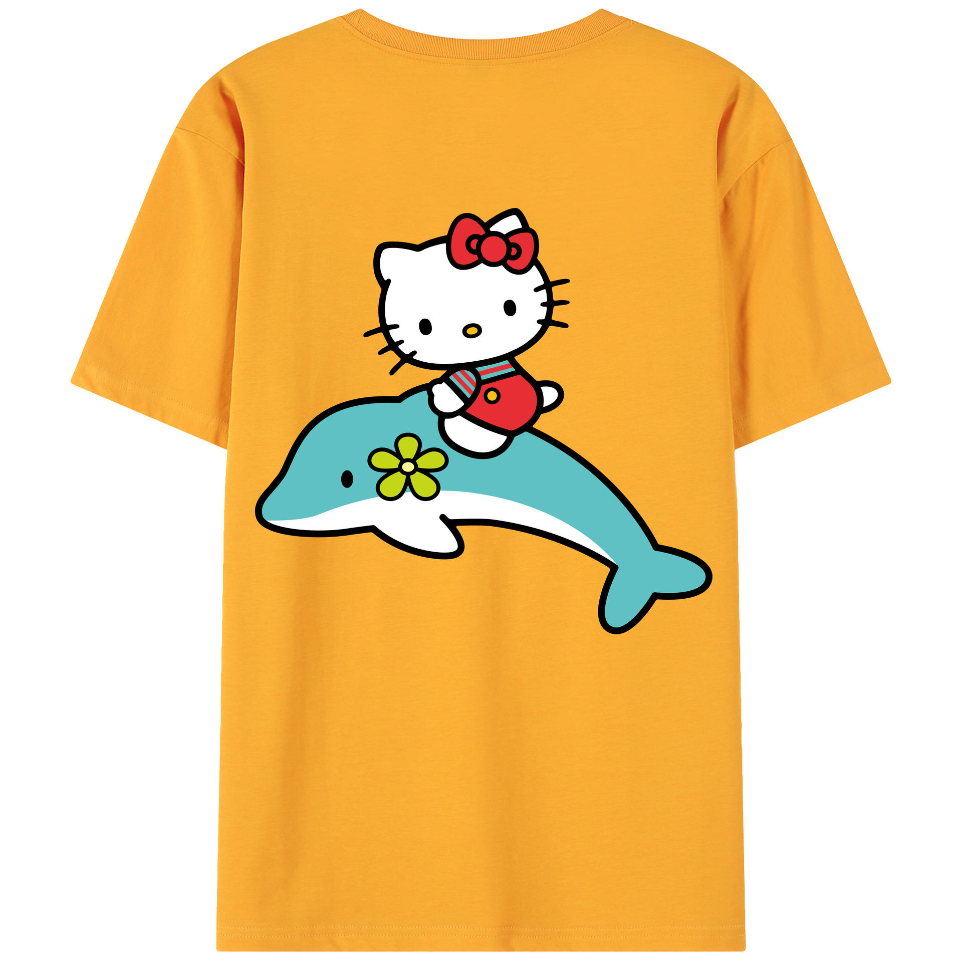 （画像用） Hello Kitty ハローキティ 綿100％ メンズ半袖Tシャツ（バックプリント） 通気性