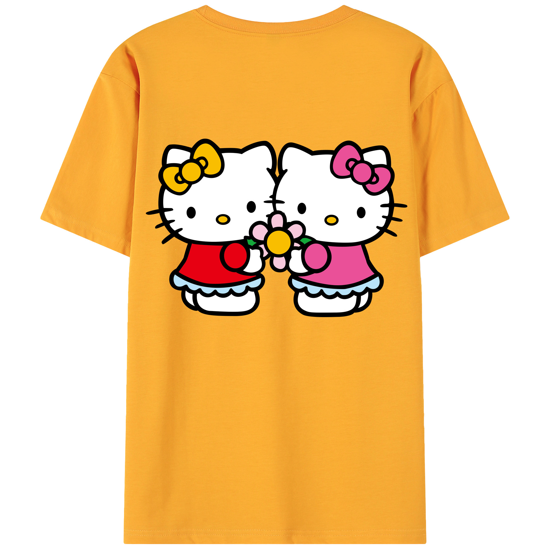 （画像用） Hello Kitty ハローキティ 綿100％ メンズ半袖Tシャツ（バックプリント） 通気性