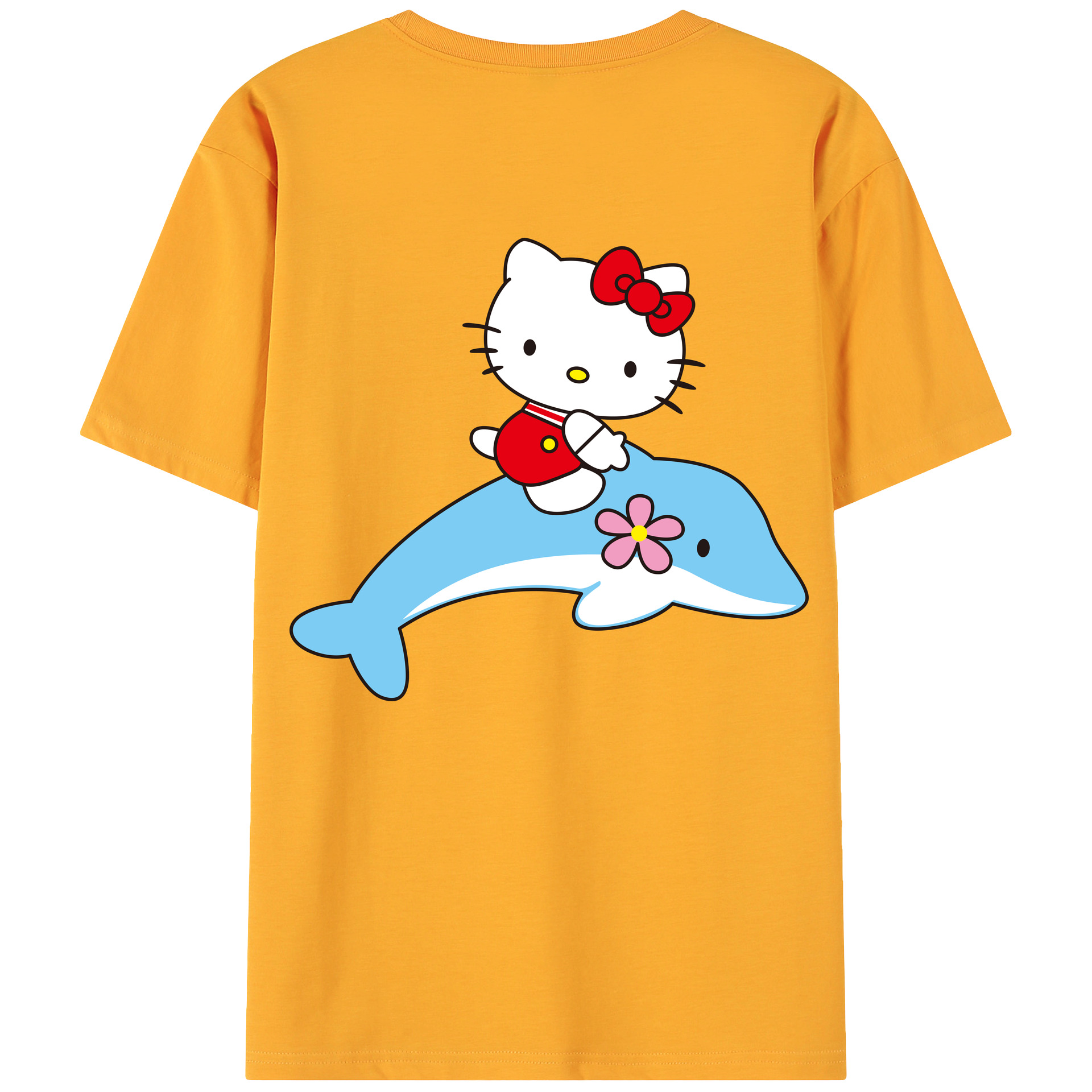 （画像用） Hello Kitty ハローキティ 綿100％ メンズ半袖Tシャツ（バックプリント） 通気性