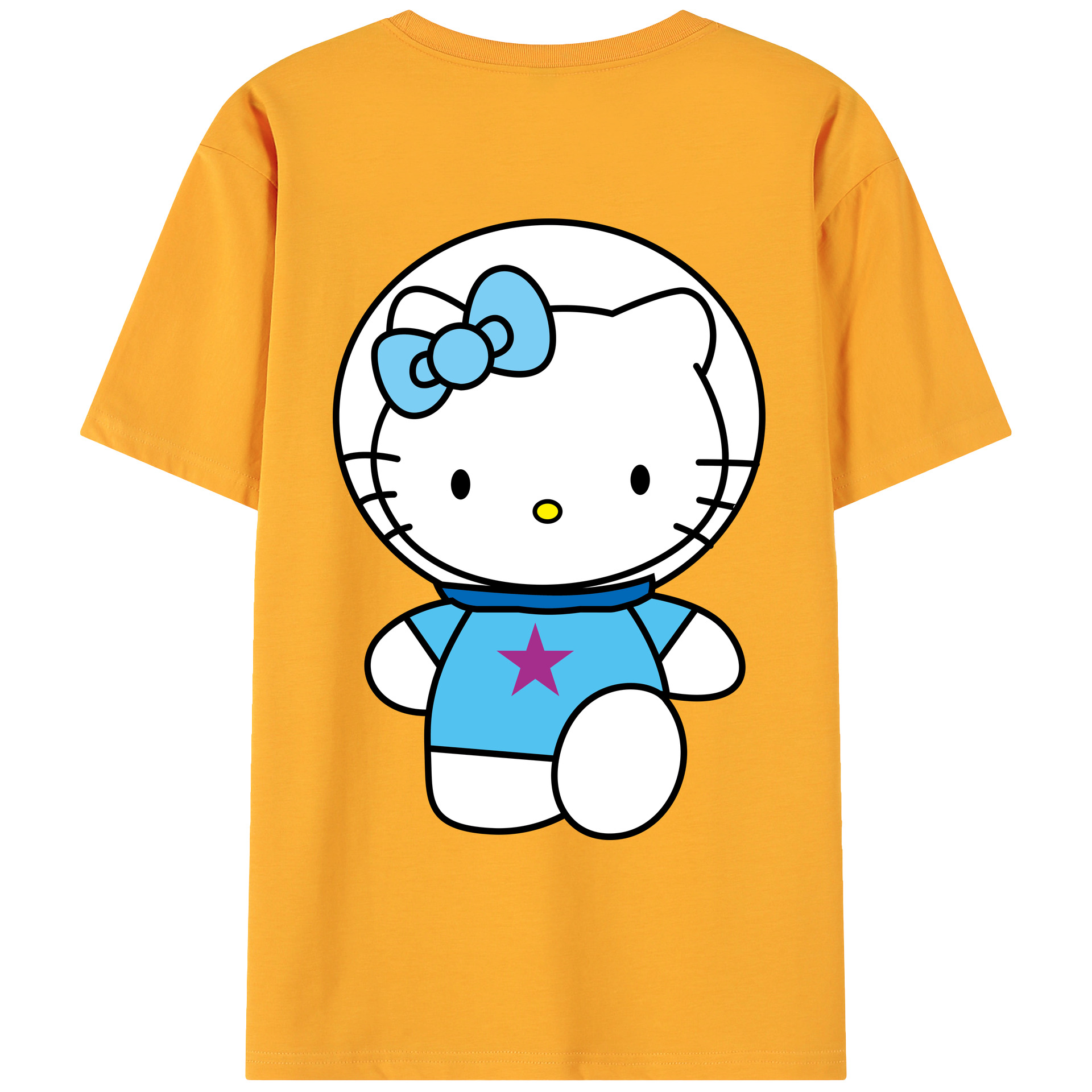 （画像用） Hello Kitty ハローキティ 綿100％ メンズ半袖Tシャツ（バックプリント） 通気性