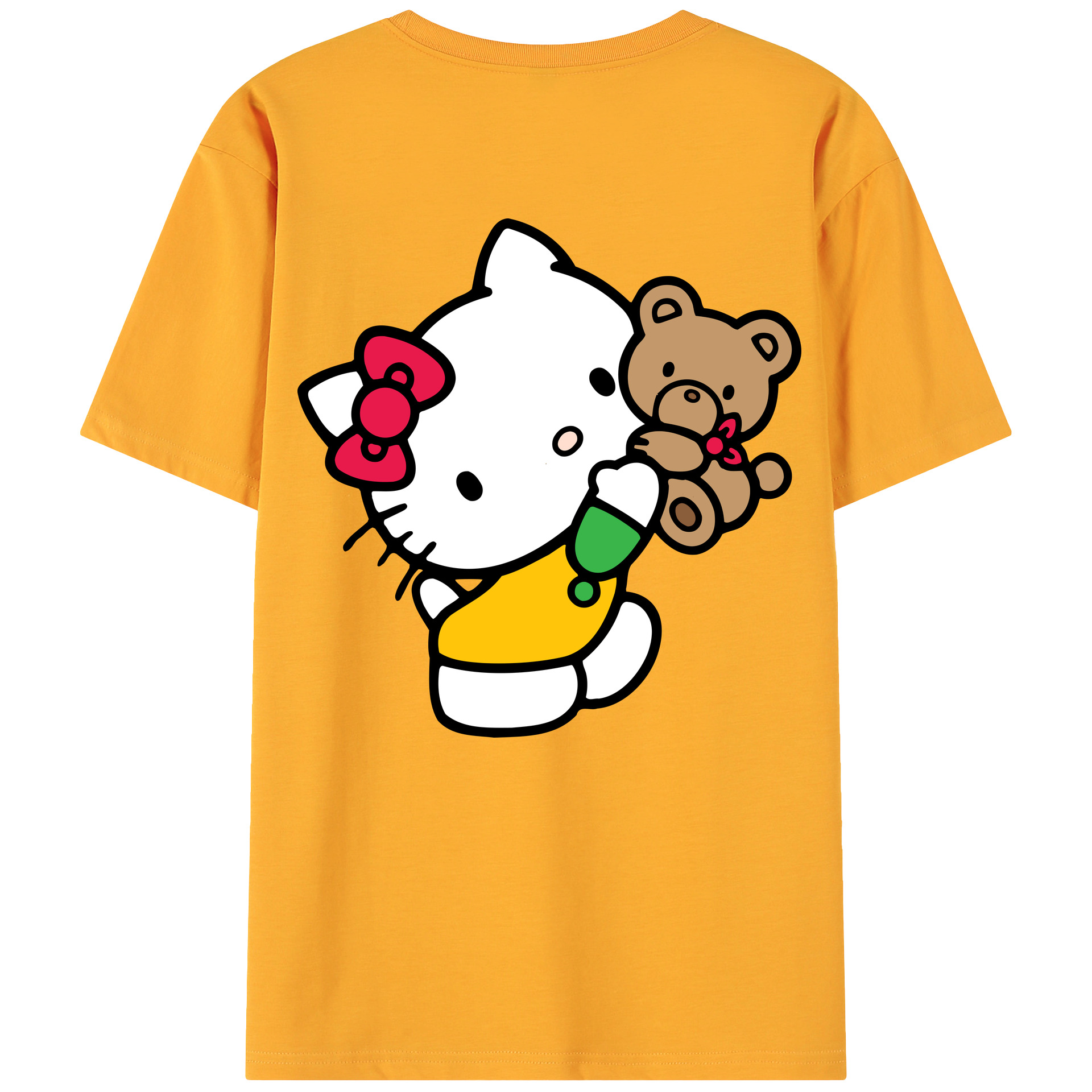 （画像用） Hello Kitty ハローキティ 綿100％ メンズ半袖Tシャツ（バックプリント） 通気性