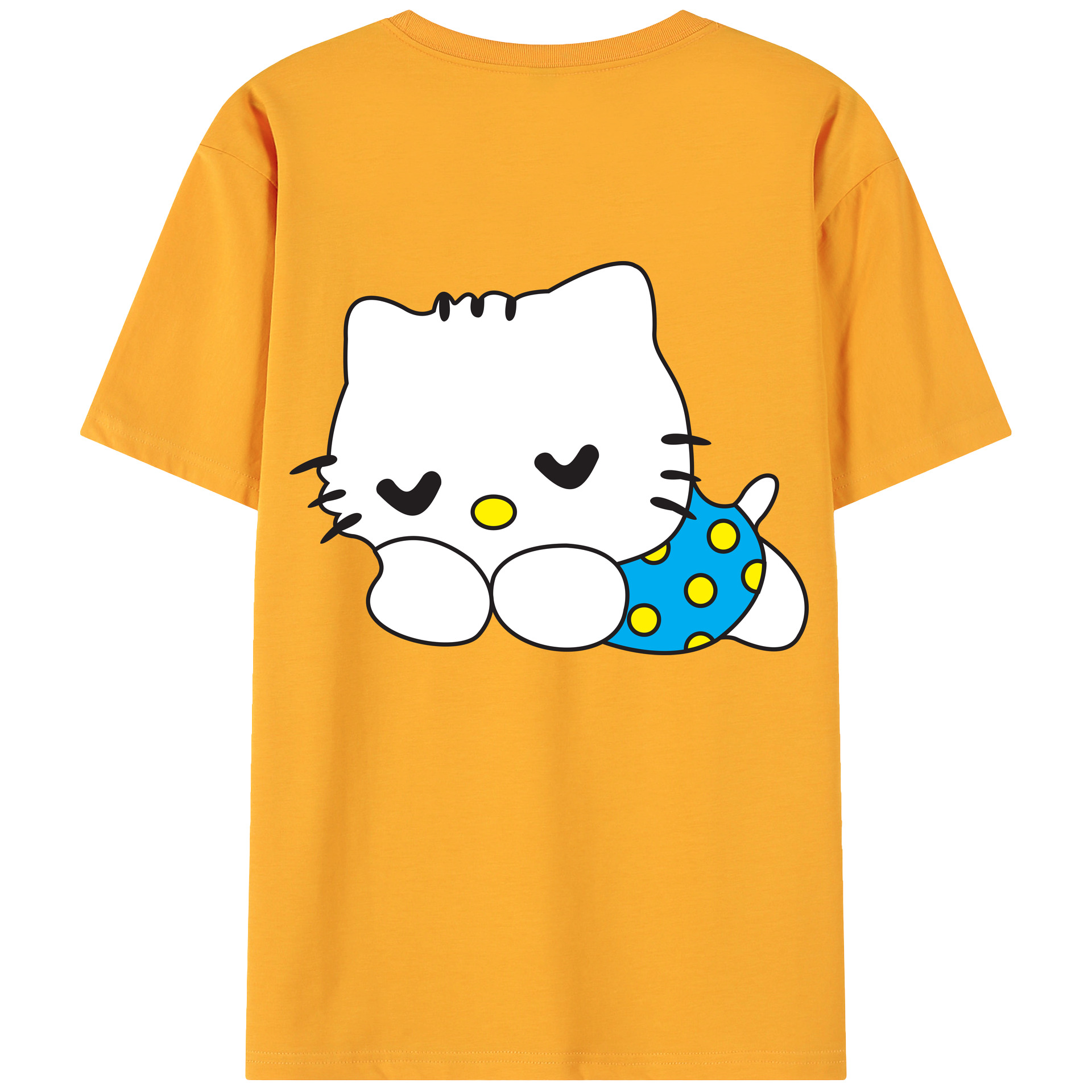 （画像用） Hello Kitty ハローキティ 綿100％ メンズ半袖Tシャツ（バックプリント） 通気性