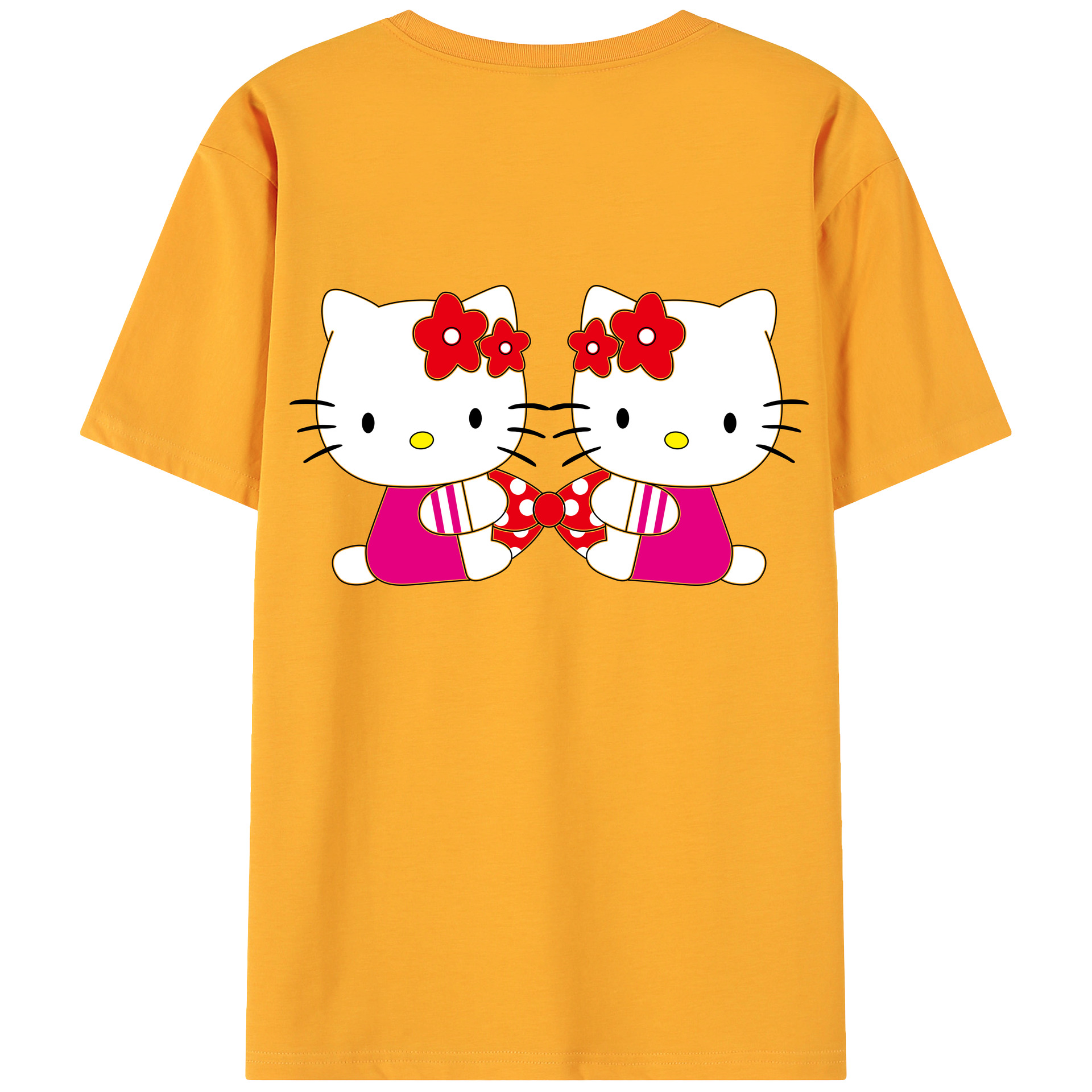 （画像用） Hello Kitty ハローキティ 綿100％ メンズ半袖Tシャツ（バックプリント） 通気性