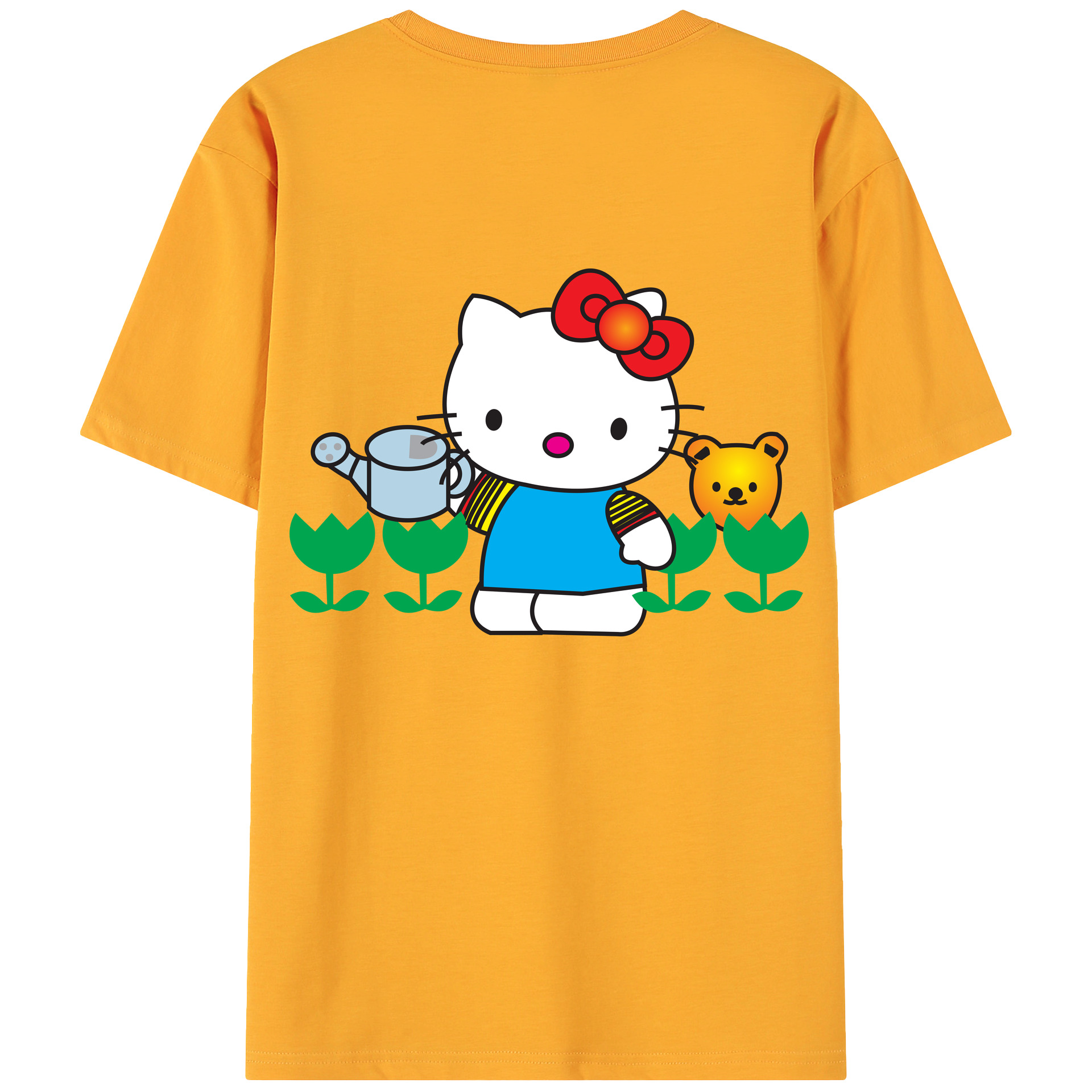 （画像用） Hello Kitty ハローキティ 綿100％ メンズ半袖Tシャツ（バックプリント） 通気性