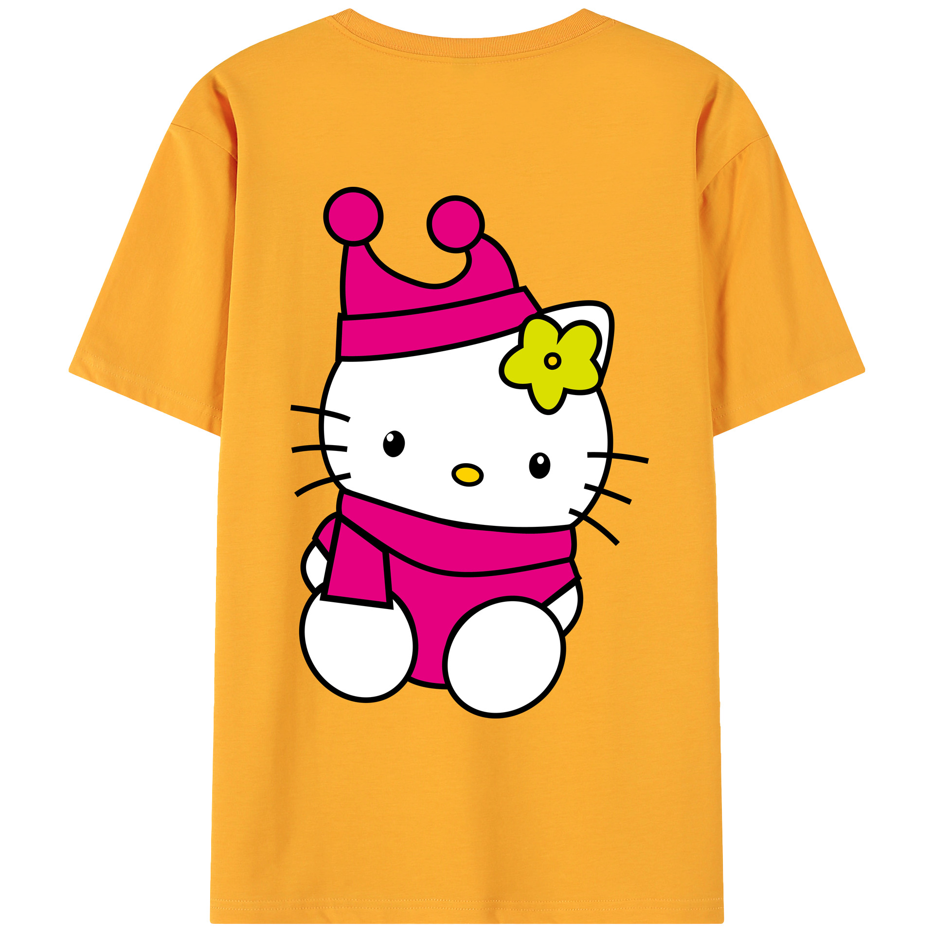 （画像用） Hello Kitty ハローキティ 綿100％ メンズ半袖Tシャツ（バックプリント） 通気性