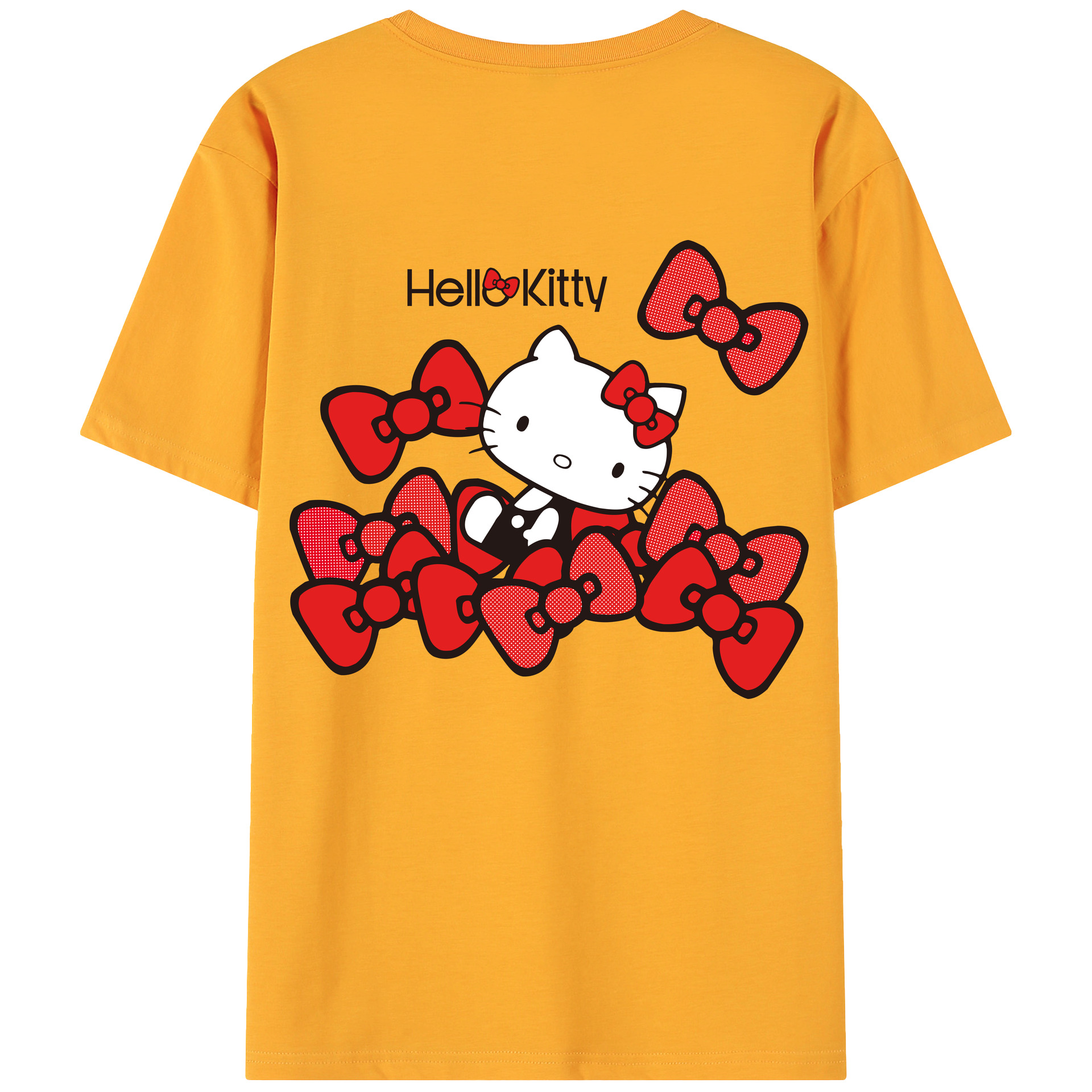 （画像用） Hello Kitty ハローキティ 綿100％ メンズ半袖Tシャツ（バックプリント） 通気性