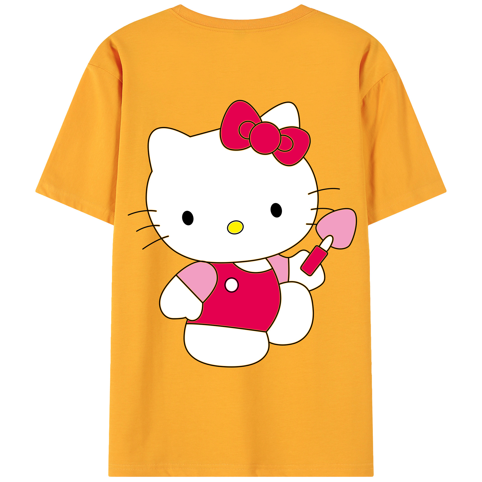 （画像用） Hello Kitty ハローキティ 綿100％ メンズ半袖Tシャツ（バックプリント） 通気性