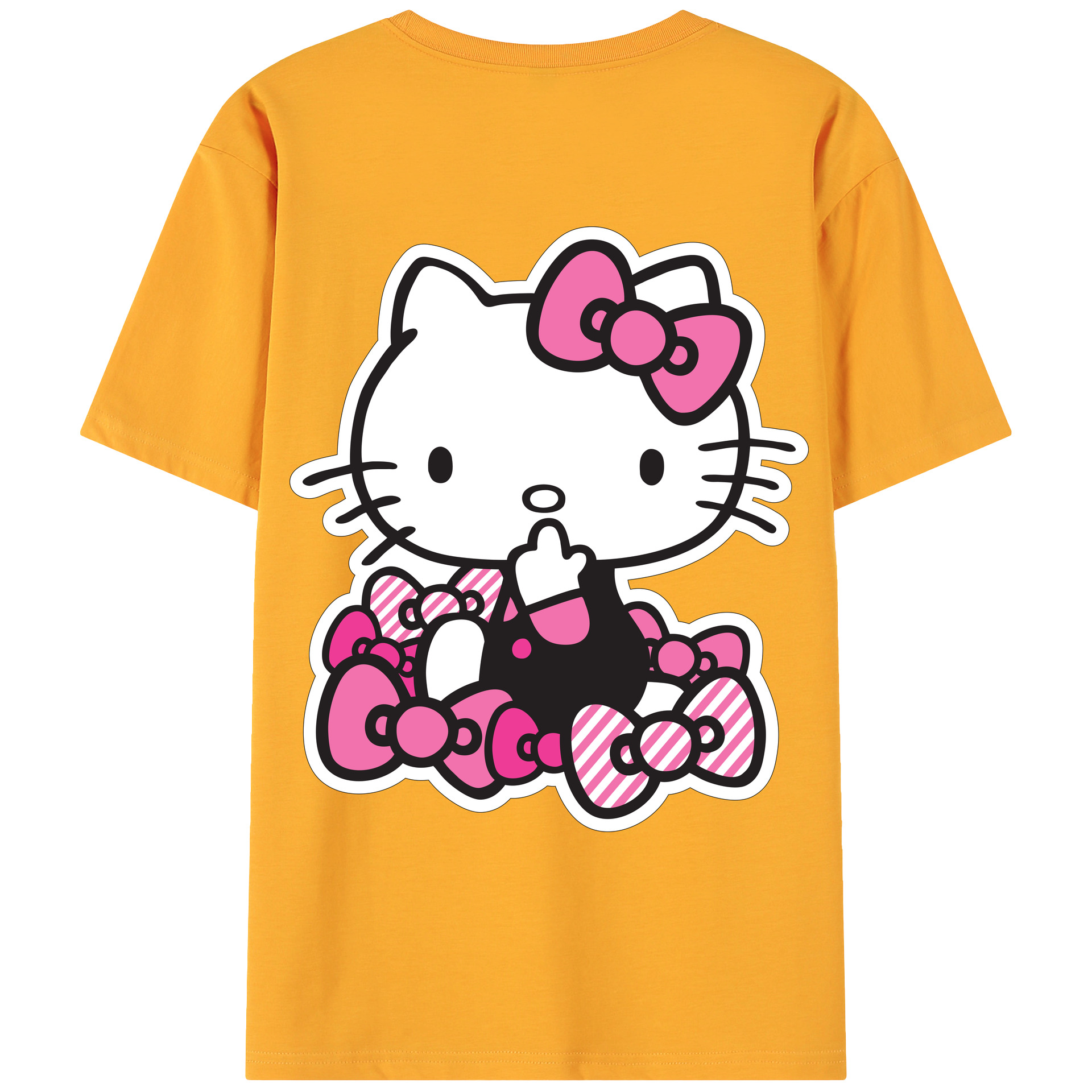 （画像用） Hello Kitty ハローキティ 綿100％ メンズ半袖Tシャツ（バックプリント） 通気性