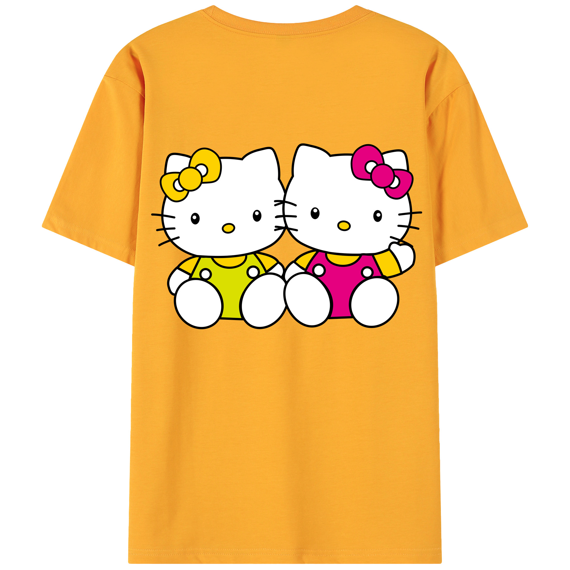 （画像用） Hello Kitty ハローキティ 綿100％ メンズ半袖Tシャツ（バックプリント） 通気性