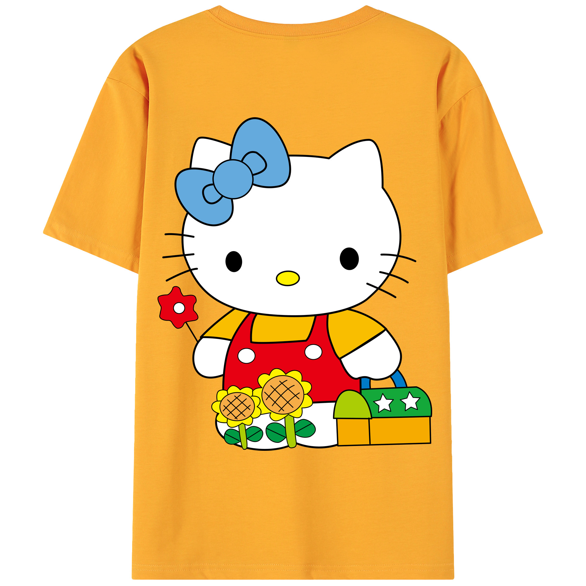 （画像用） Hello Kitty ハローキティ 綿100％ メンズ半袖Tシャツ（バックプリント） 通気性