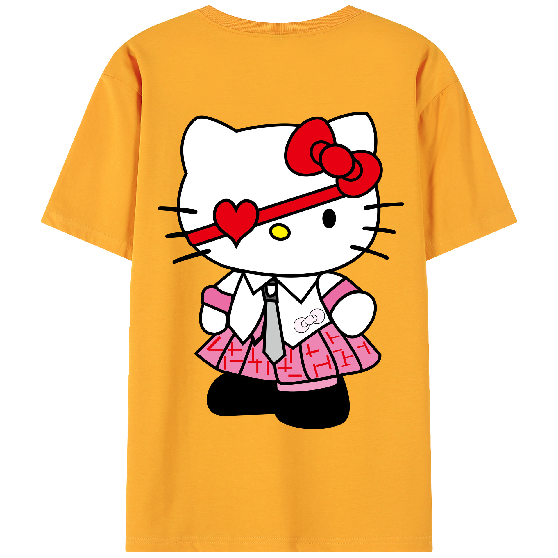 （画像用） Hello Kitty ハローキティ 綿100％ メンズ半袖Tシャツ（バックプリント） 通気性