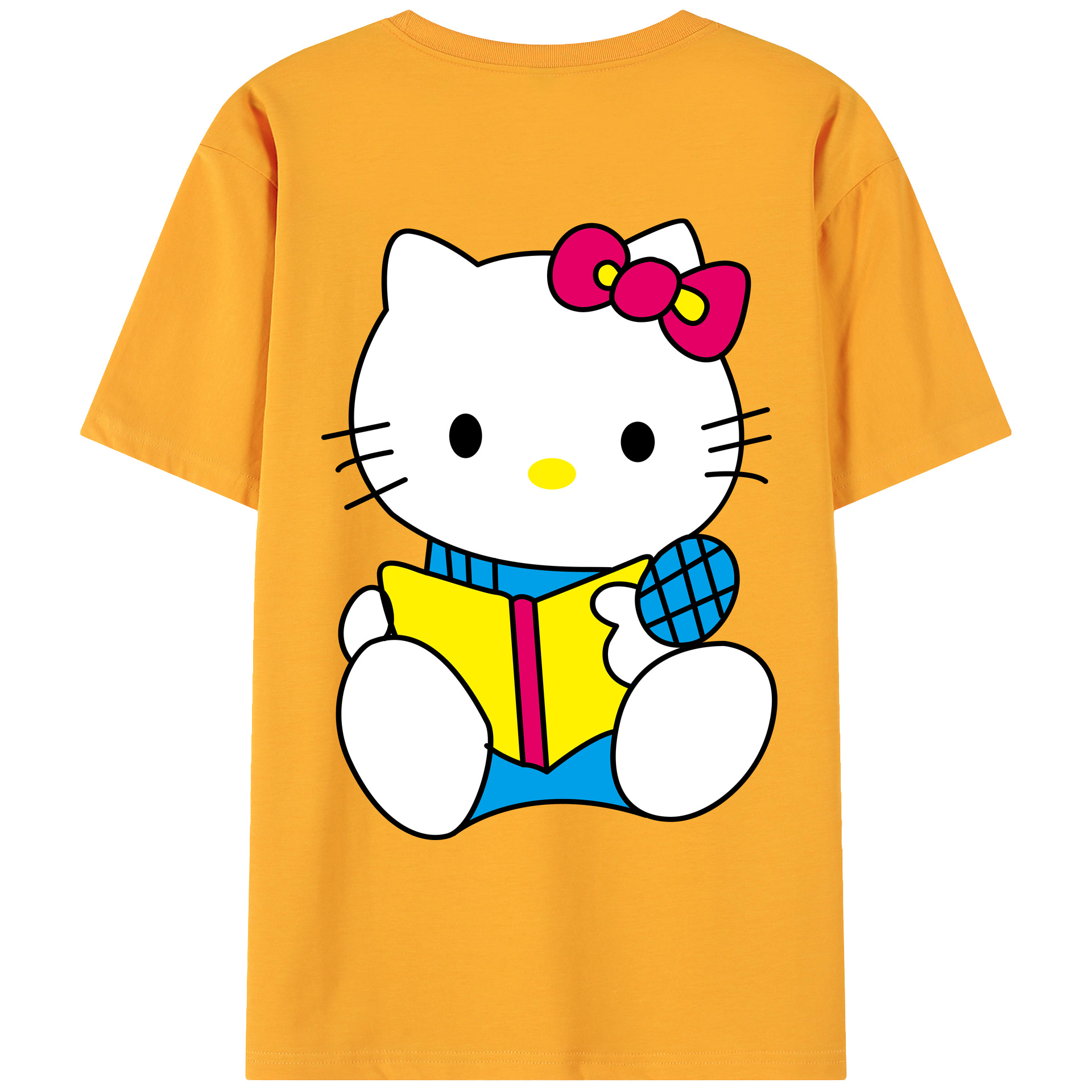 （画像用） Hello Kitty ハローキティ 綿100％ メンズ半袖Tシャツ（バックプリント） 通気性