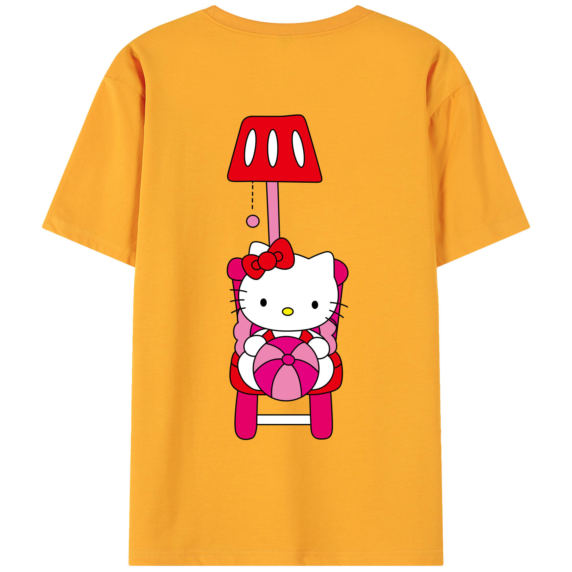 （画像用） Hello Kitty ハローキティ 綿100％ メンズ半袖Tシャツ（バックプリント） 通気性