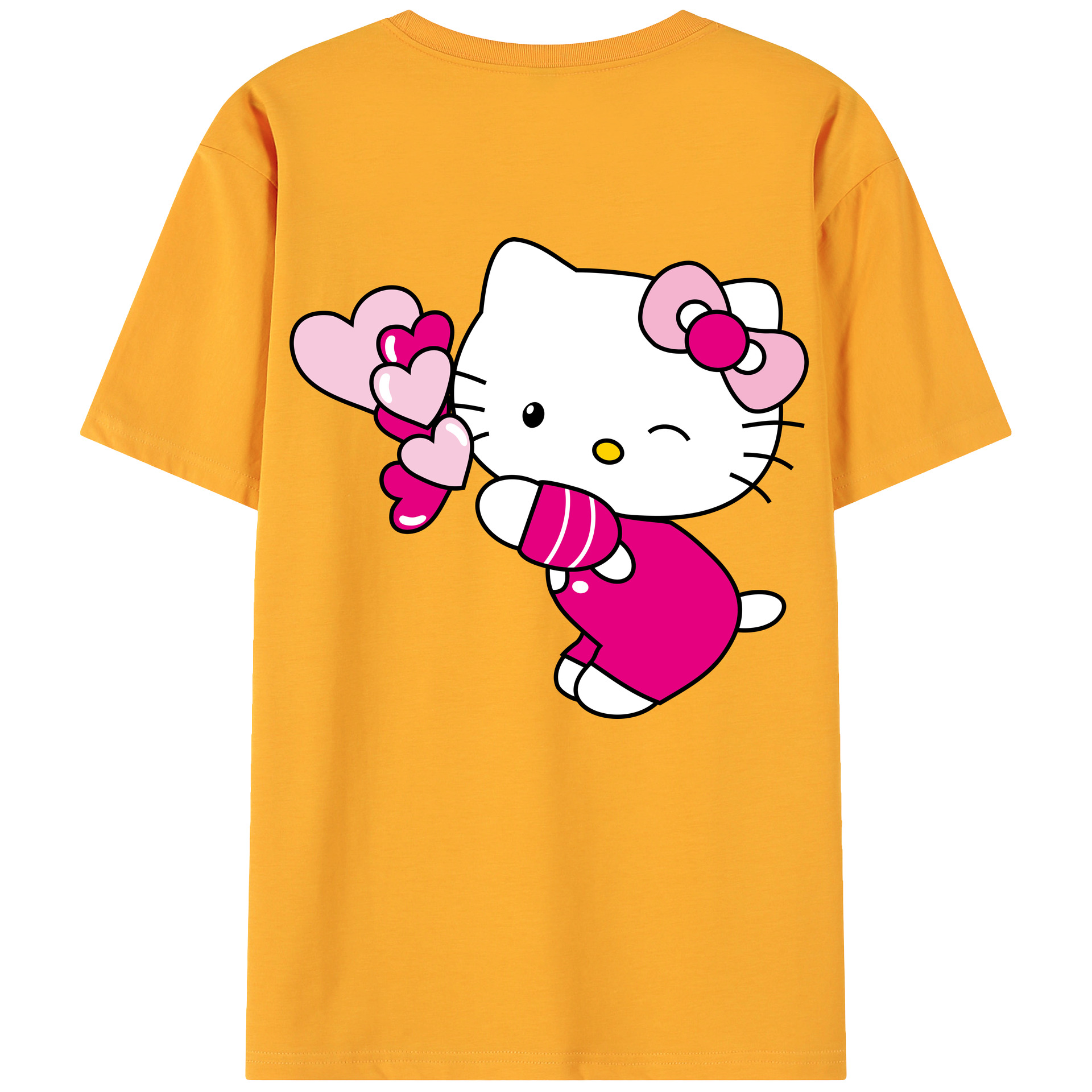（画像用） Hello Kitty ハローキティ 綿100％ メンズ半袖Tシャツ（バックプリント） 通気性