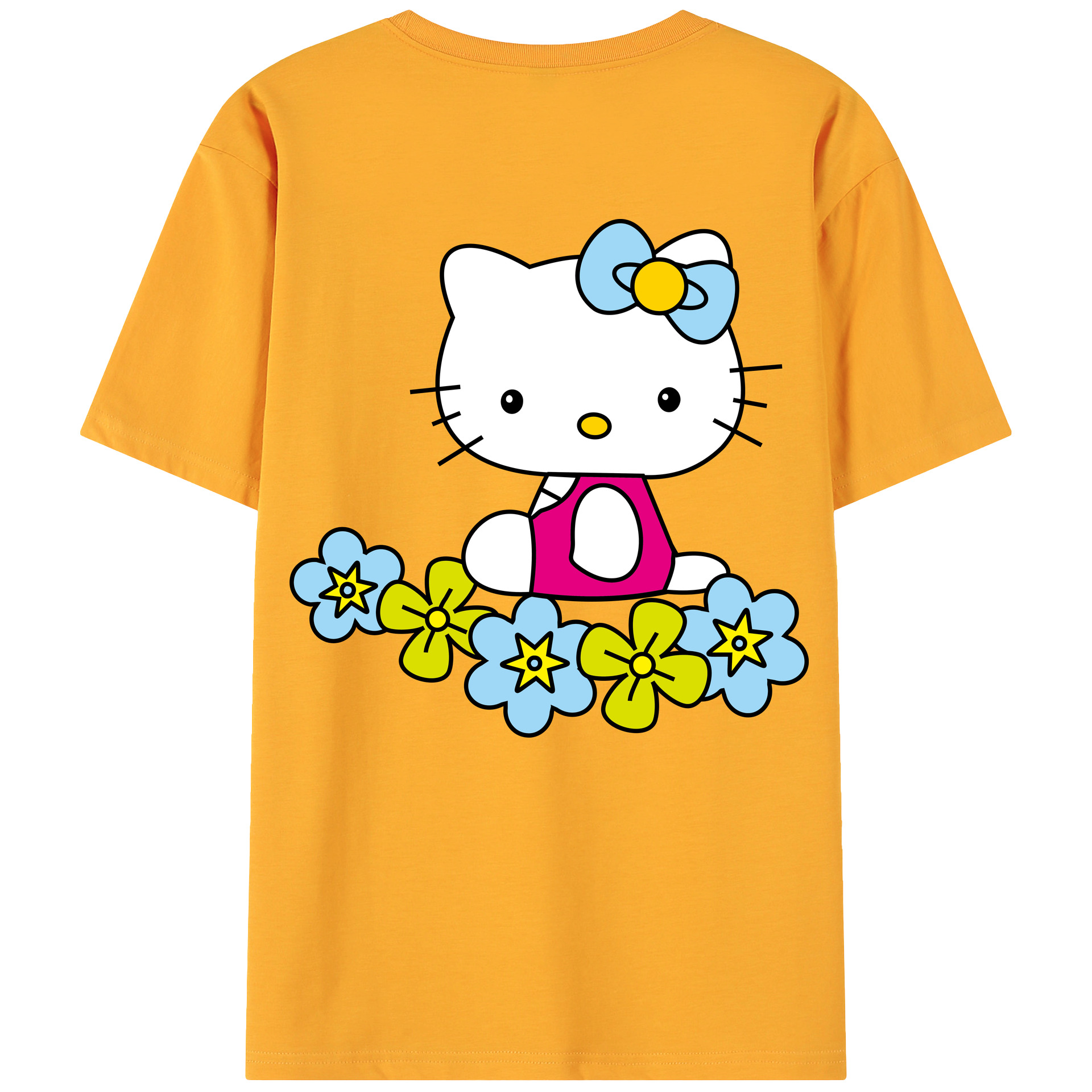 （画像用） Hello Kitty ハローキティ 綿100％ メンズ半袖Tシャツ（バックプリント） 通気性