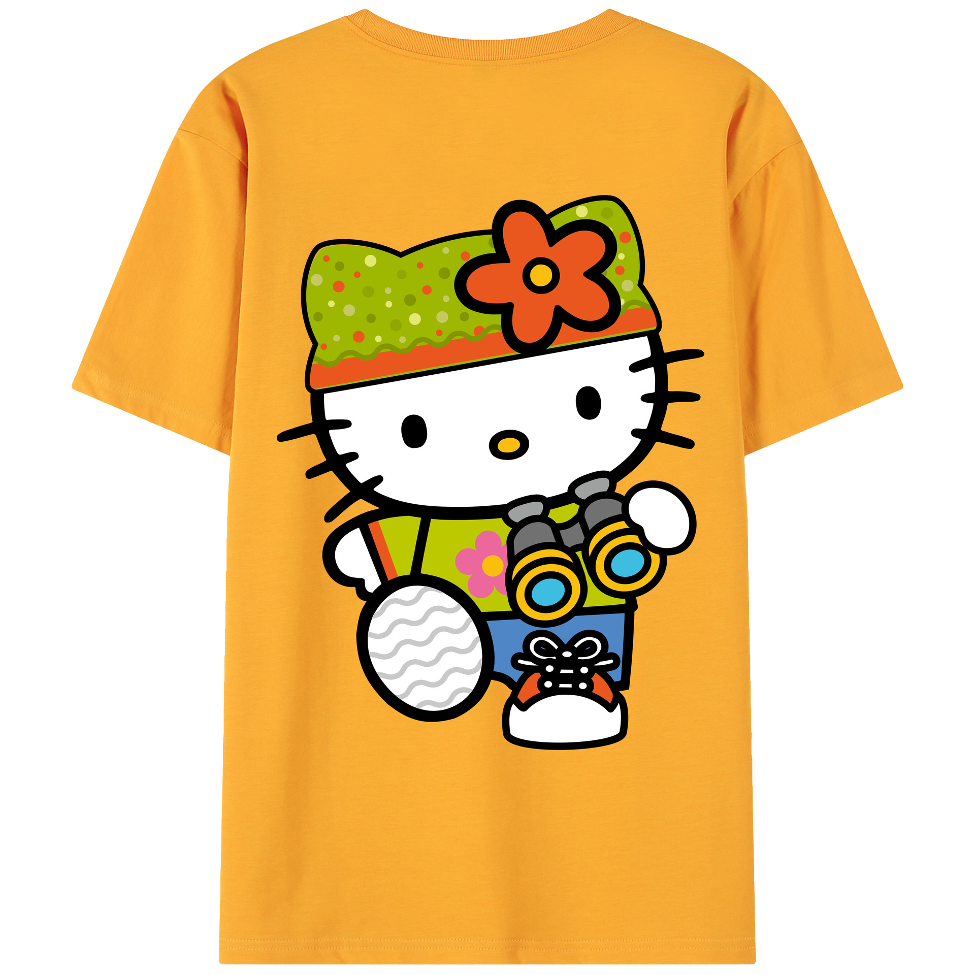 （画像用） Hello Kitty ハローキティ 綿100％ メンズ半袖Tシャツ（バックプリント） 通気性