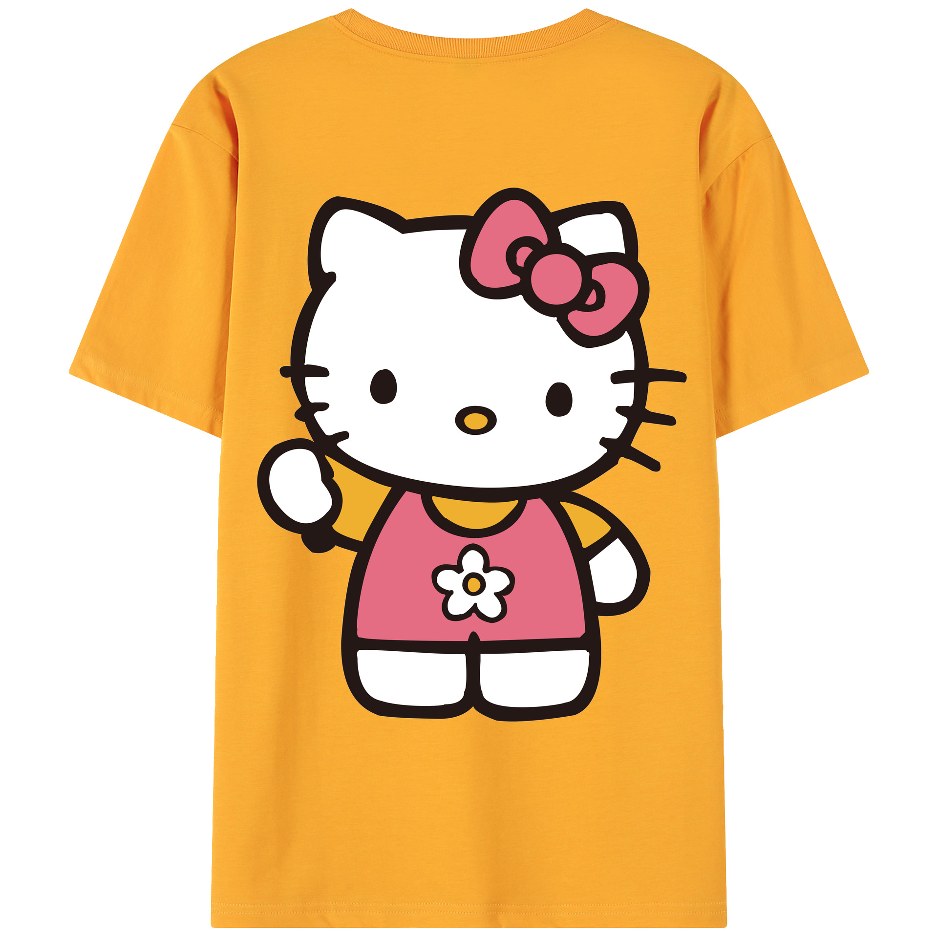 （画像用） Hello Kitty ハローキティ 綿100％ メンズ半袖Tシャツ（バックプリント） 通気性