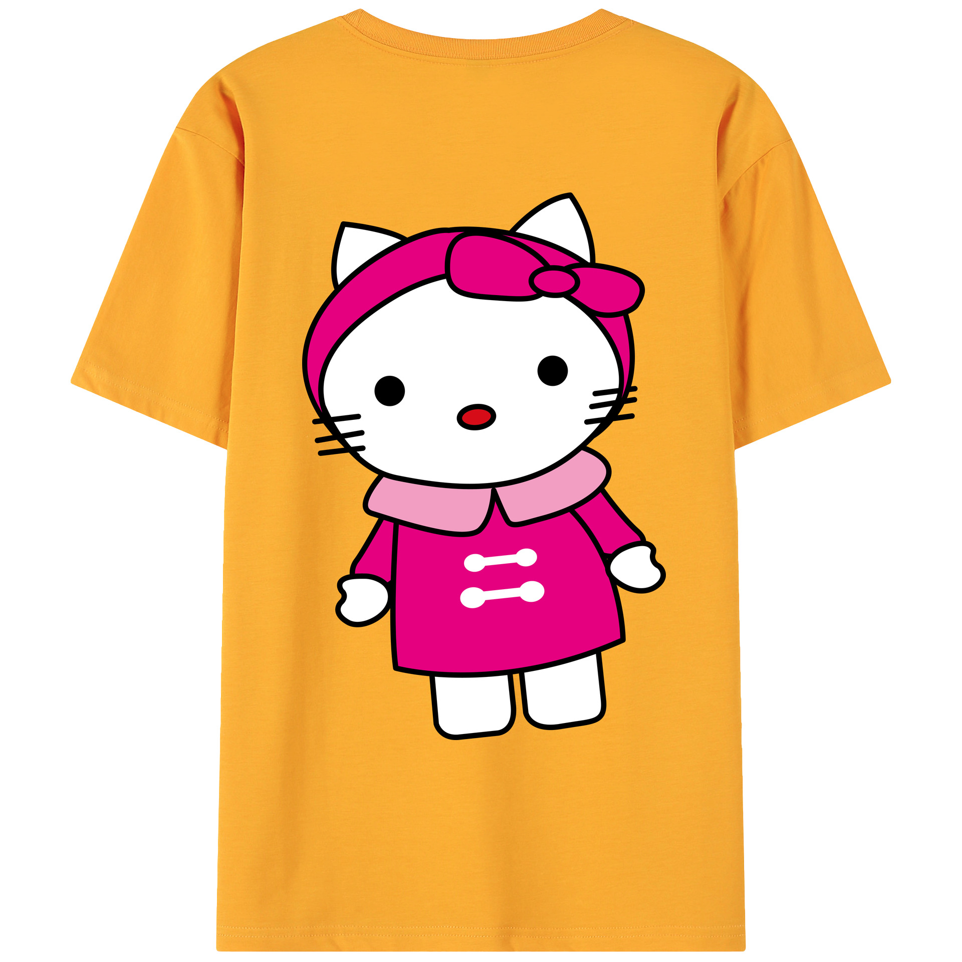 （画像用） Hello Kitty ハローキティ 綿100％ メンズ半袖Tシャツ（バックプリント） 通気性