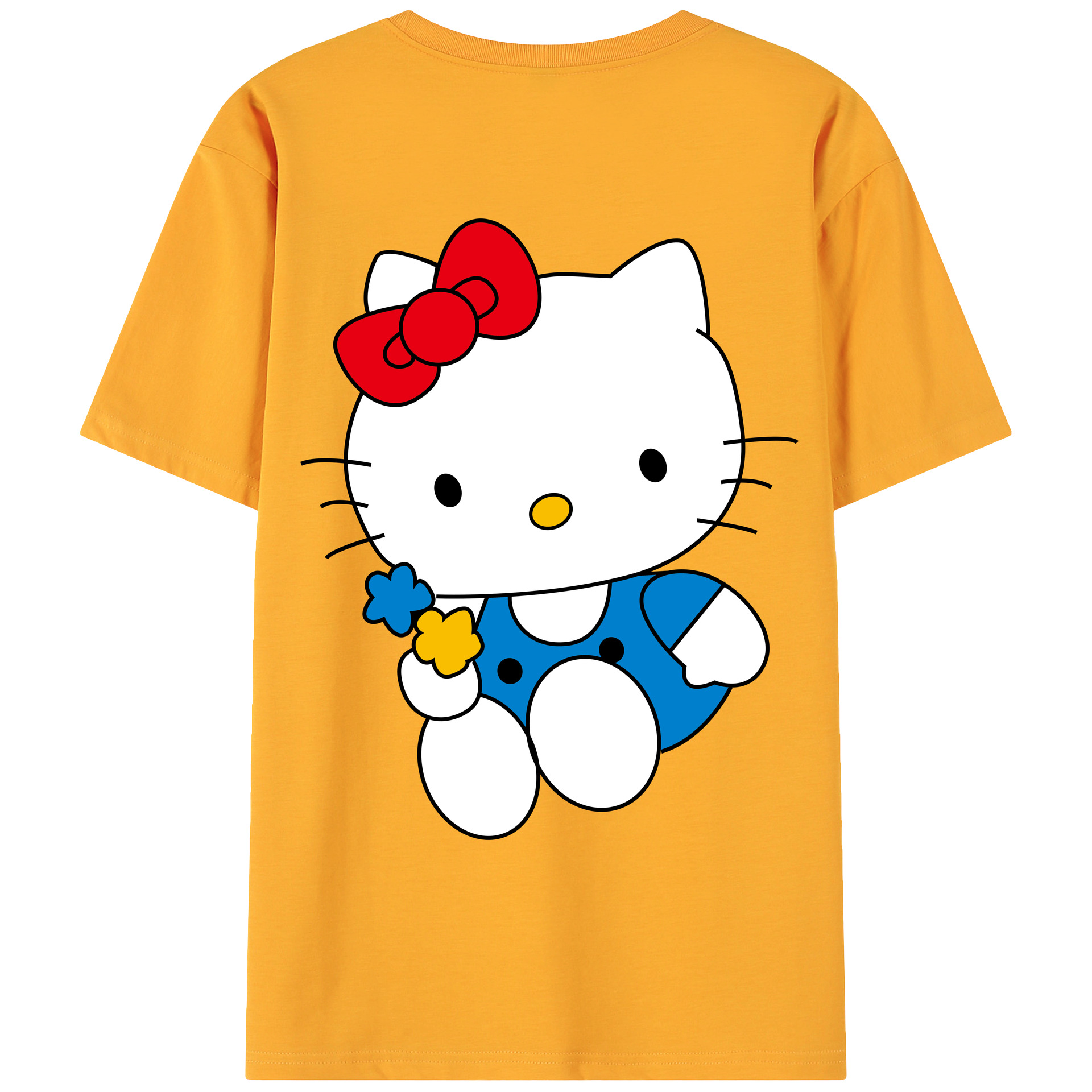 （画像用） Hello Kitty ハローキティ 綿100％ メンズ半袖Tシャツ（バックプリント） 通気性