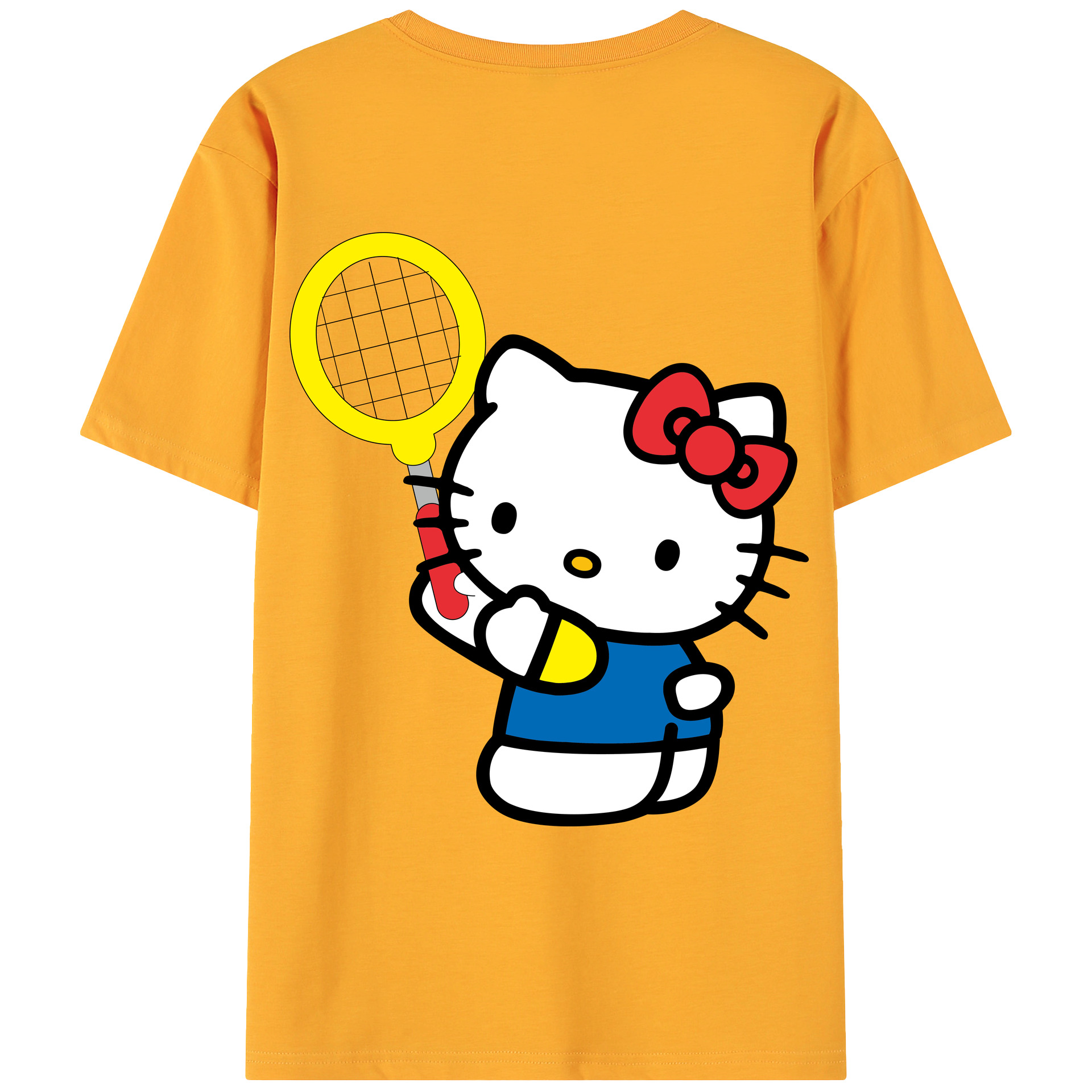 （画像用） Hello Kitty ハローキティ 綿100％ メンズ半袖Tシャツ（バックプリント） 通気性