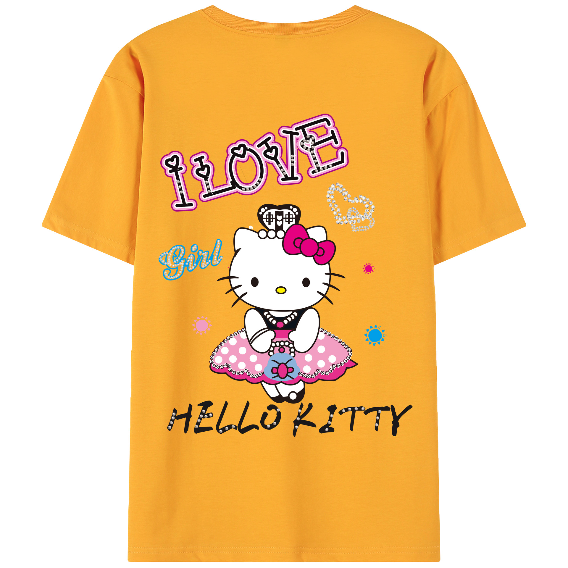 （画像用） Hello Kitty ハローキティ 綿100％ メンズ半袖Tシャツ（バックプリント） 通気性