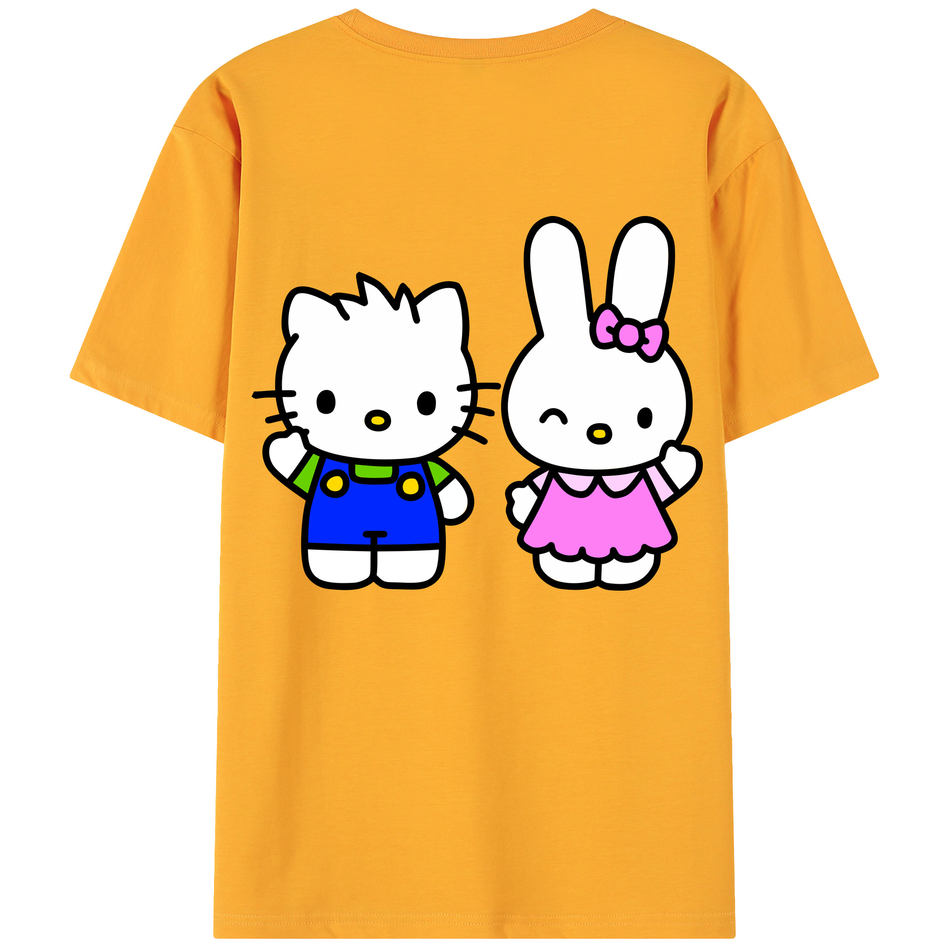 （画像用） Hello Kitty ハローキティ 綿100％ メンズ半袖Tシャツ（バックプリント） 通気性