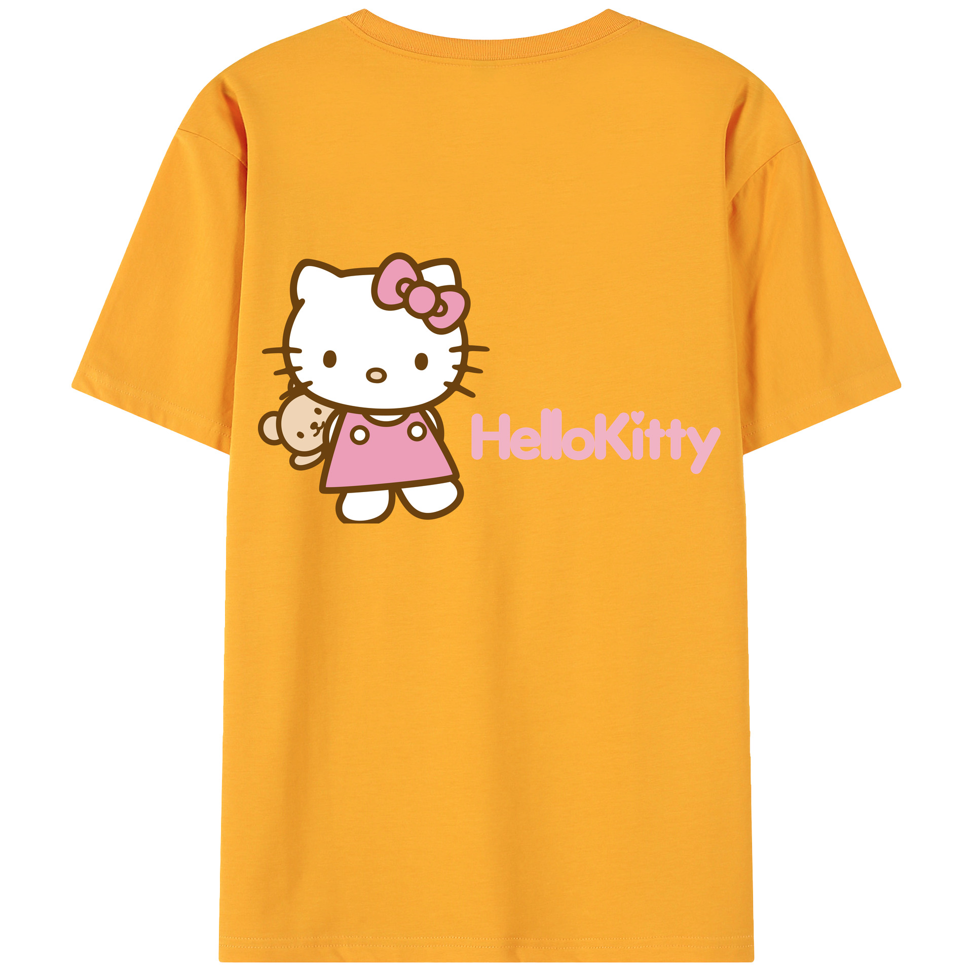 （画像用） Hello Kitty ハローキティ 綿100％ メンズ半袖Tシャツ（バックプリント） 通気性