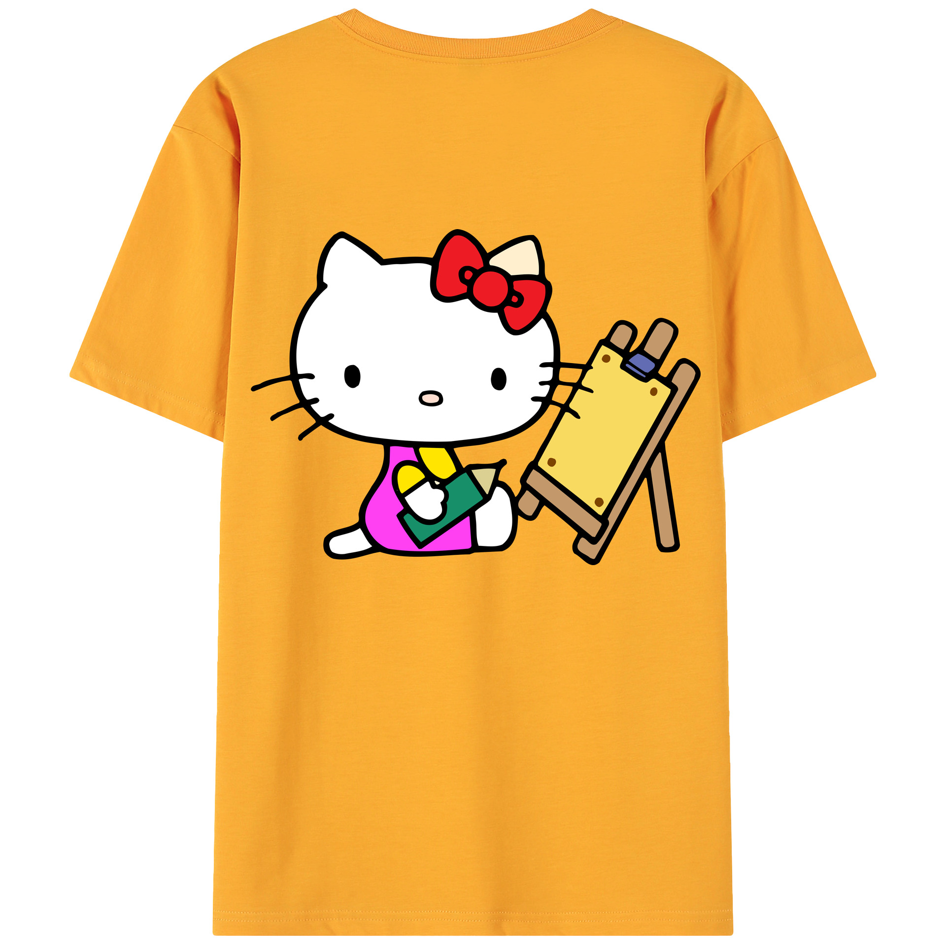 （画像用） Hello Kitty ハローキティ 綿100％ メンズ半袖Tシャツ（バックプリント） 通気性
