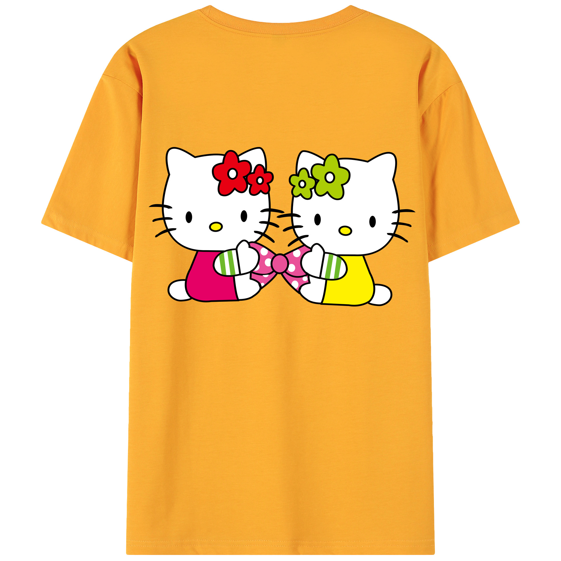 （画像用） Hello Kitty ハローキティ 綿100％ メンズ半袖Tシャツ（バックプリント） 通気性