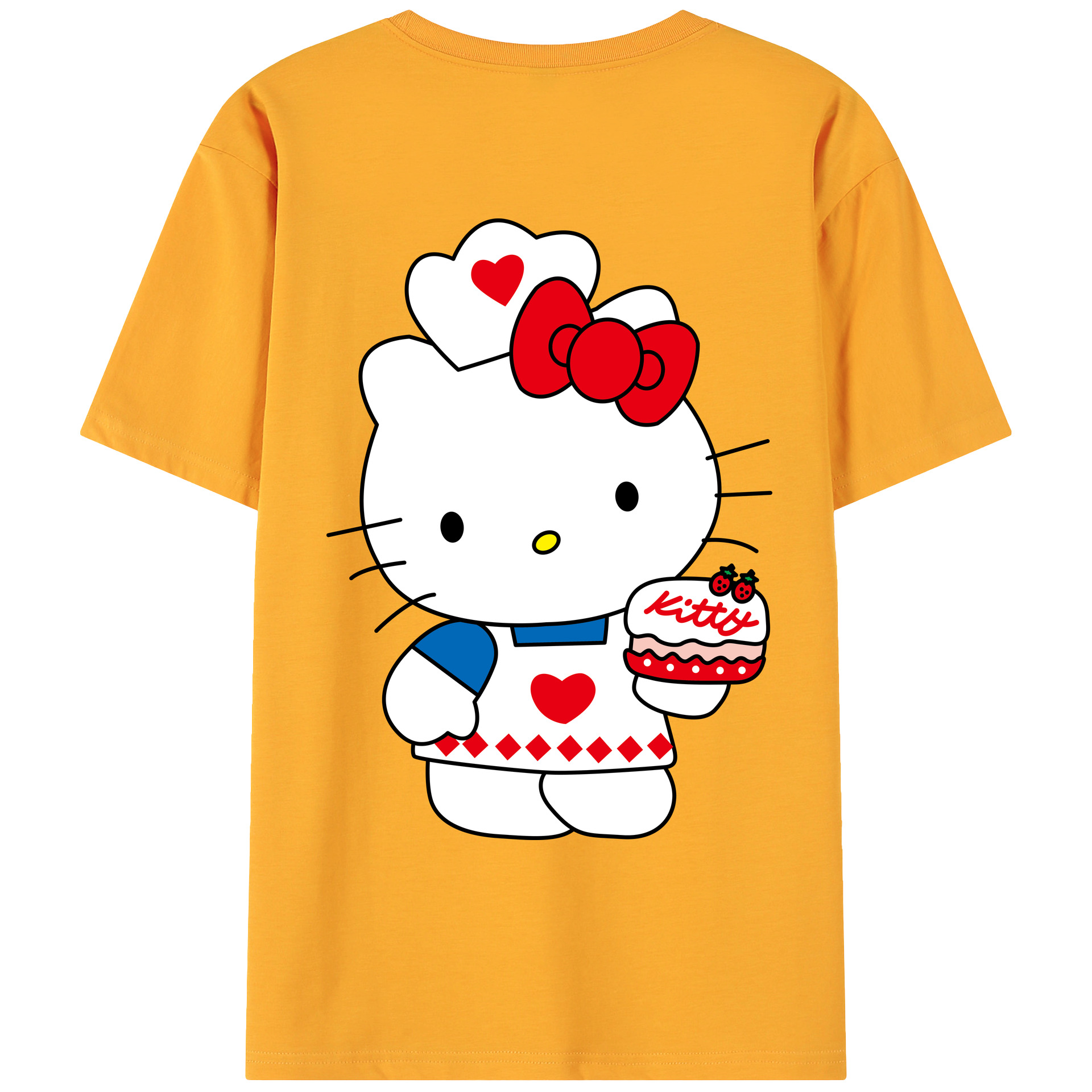（画像用） Hello Kitty ハローキティ 綿100％ メンズ半袖Tシャツ（バックプリント） 通気性