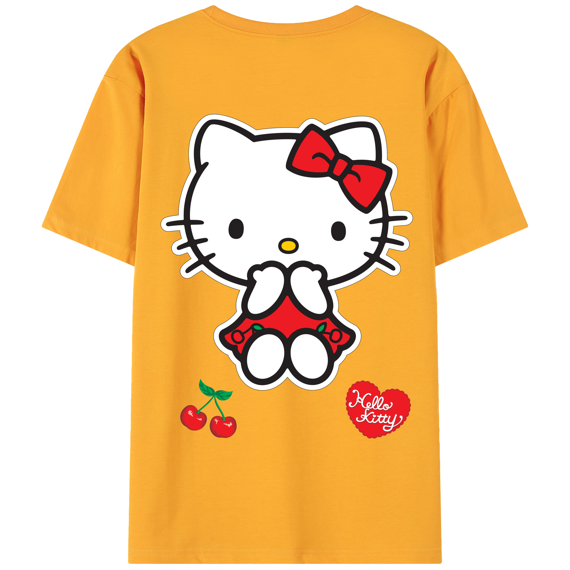（画像用） Hello Kitty ハローキティ 綿100％ メンズ半袖Tシャツ（バックプリント） 通気性