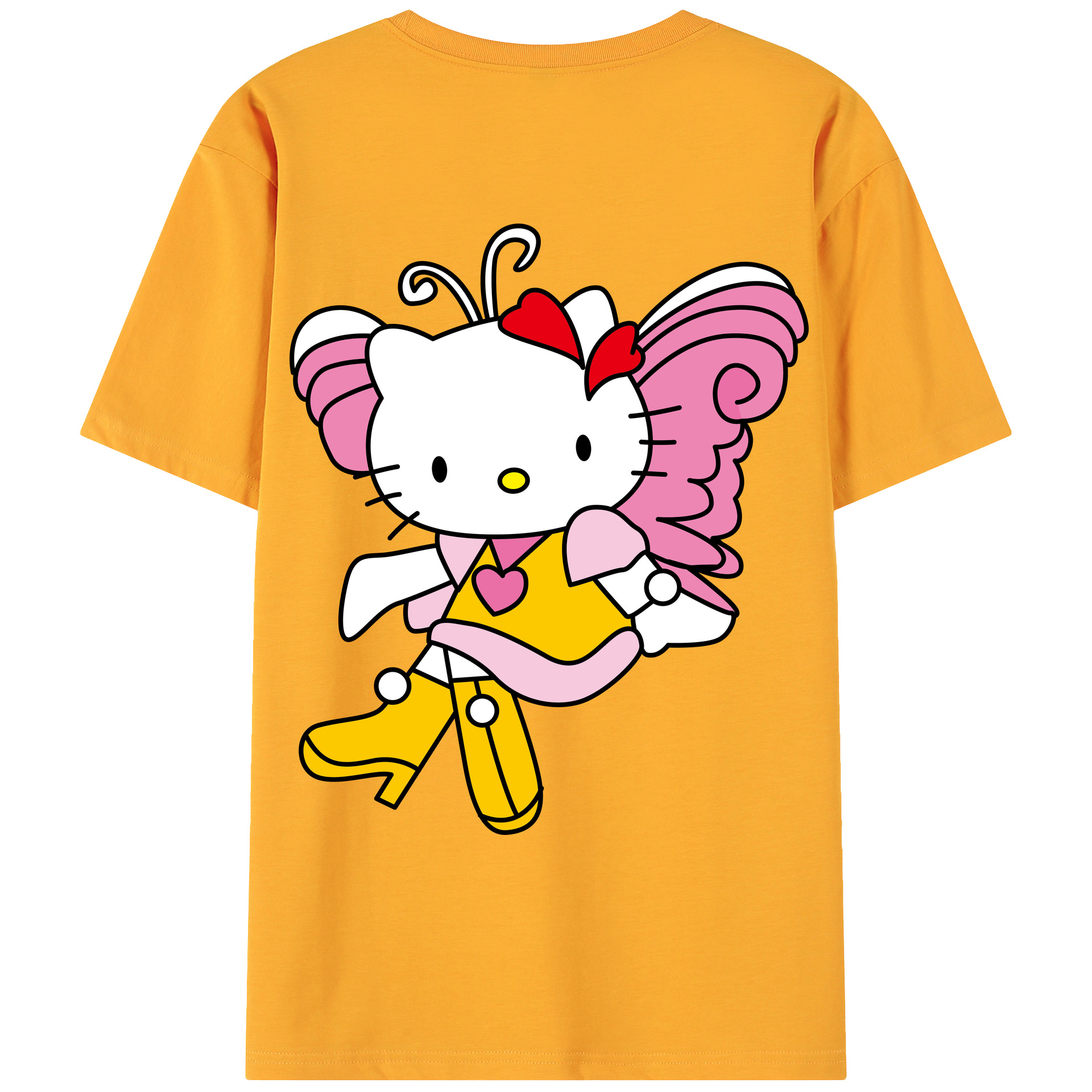 （画像用） Hello Kitty ハローキティ 綿100％ メンズ半袖Tシャツ（バックプリント） 通気性