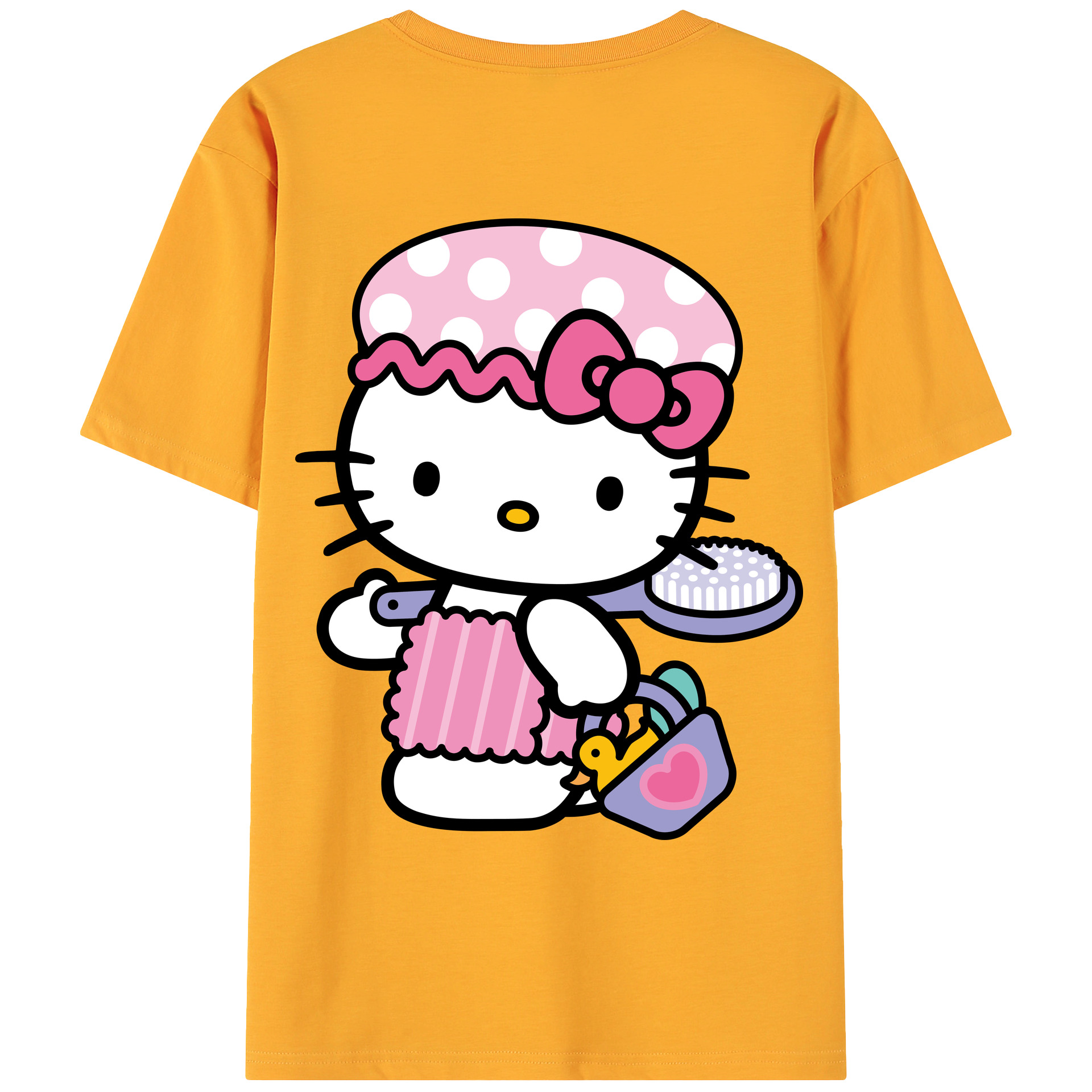 （画像用） Hello Kitty ハローキティ 綿100％ メンズ半袖Tシャツ（バックプリント） 通気性