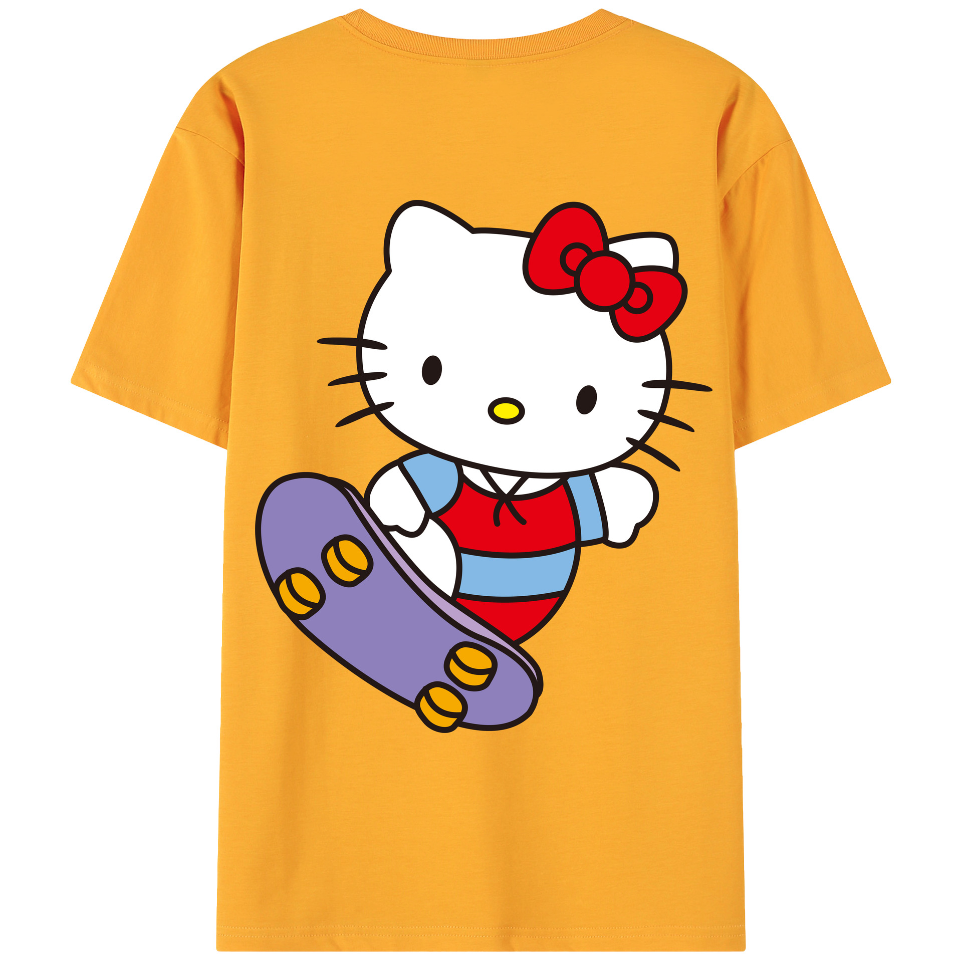 （画像用） Hello Kitty ハローキティ 綿100％ メンズ半袖Tシャツ（バックプリント） 通気性