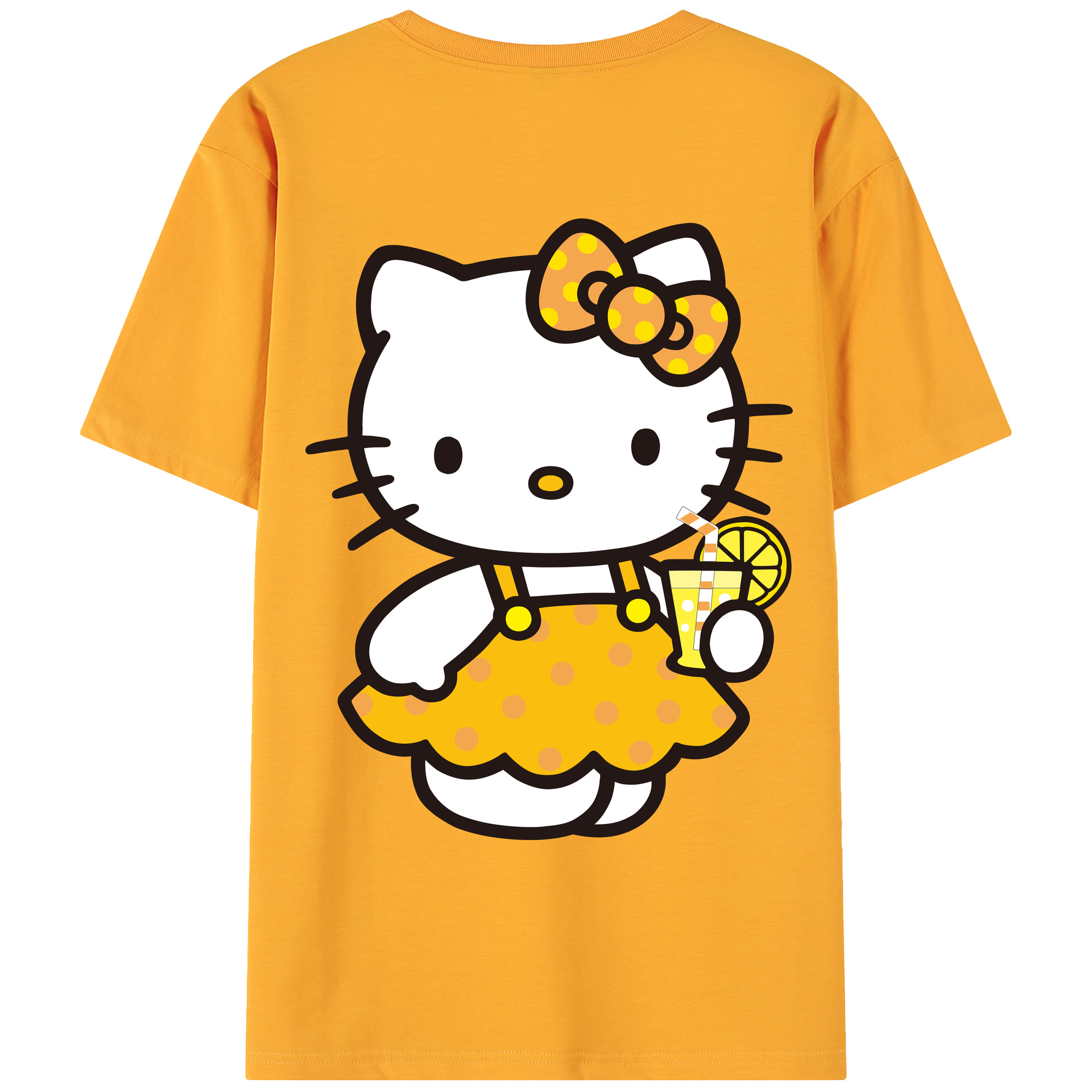 （画像用） Hello Kitty ハローキティ 綿100％ メンズ半袖Tシャツ（バックプリント） 通気性