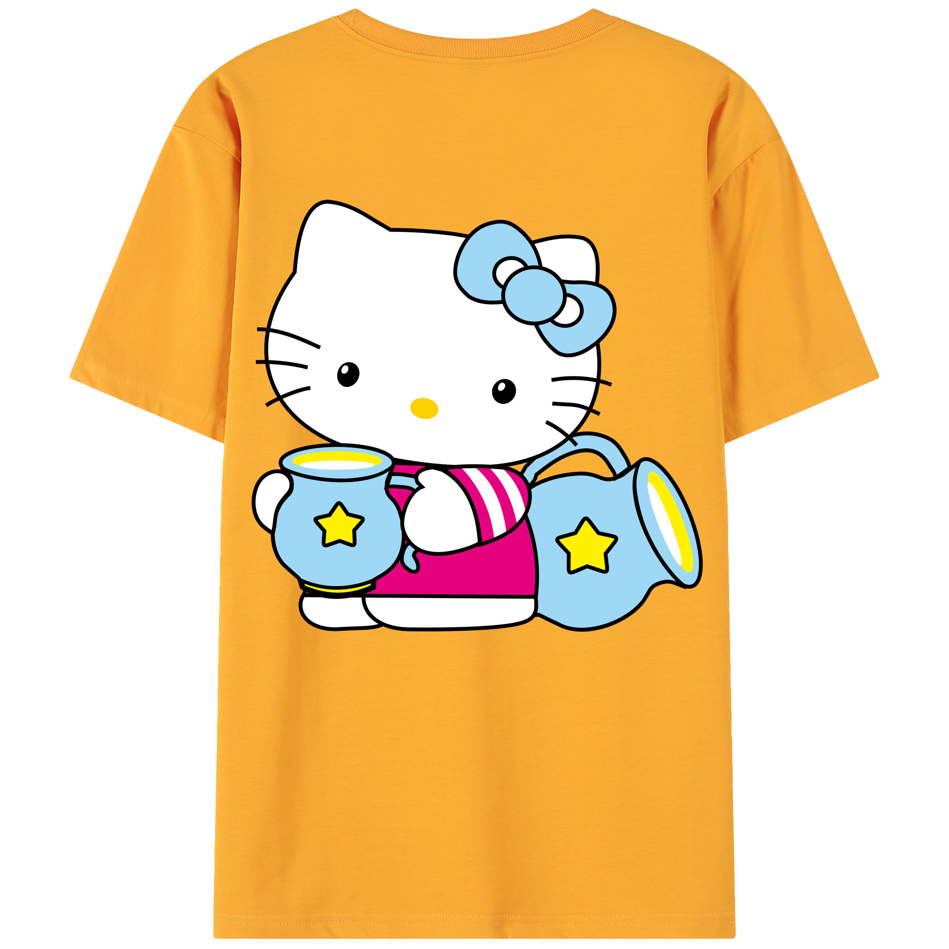 （画像用） Hello Kitty ハローキティ 綿100％ メンズ半袖Tシャツ（バックプリント） 通気性