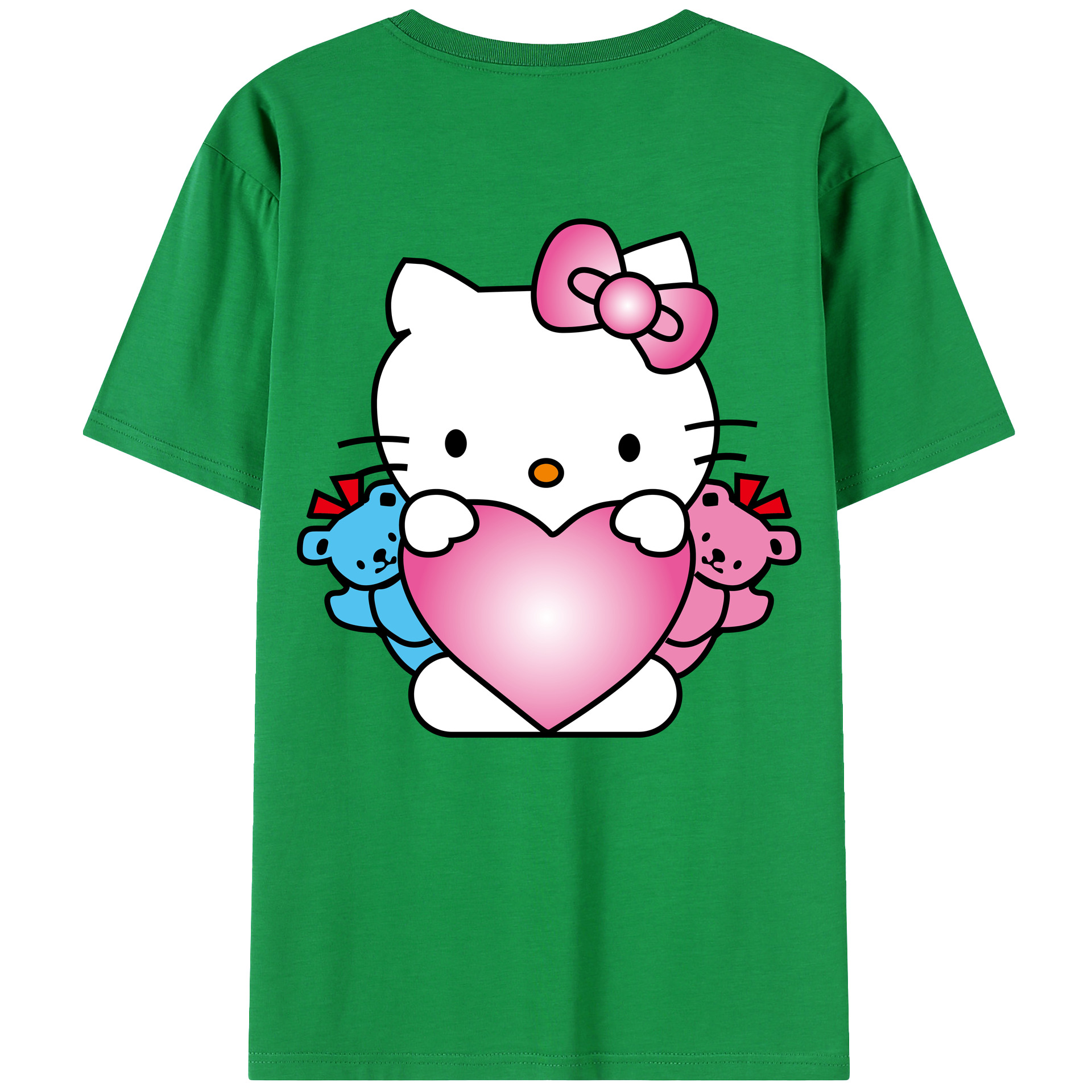 （画像用） Hello Kitty ハローキティ 綿100％ メンズ半袖Tシャツ（バックプリント） 通気性