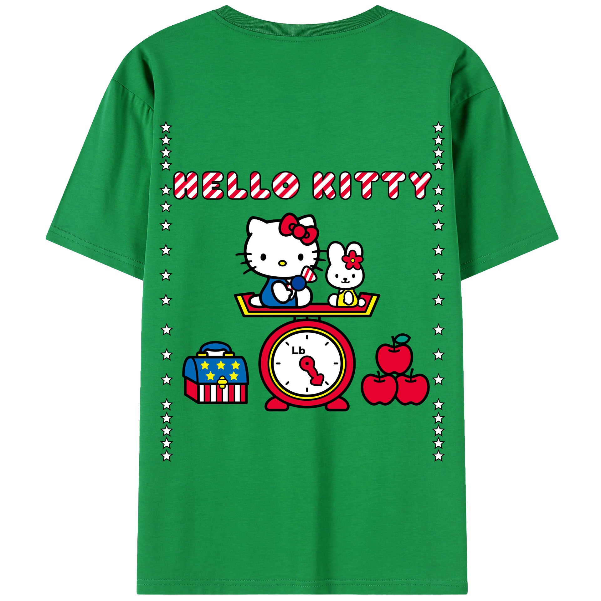 （画像用） Hello Kitty ハローキティ 綿100％ メンズ半袖Tシャツ（バックプリント） 通気性