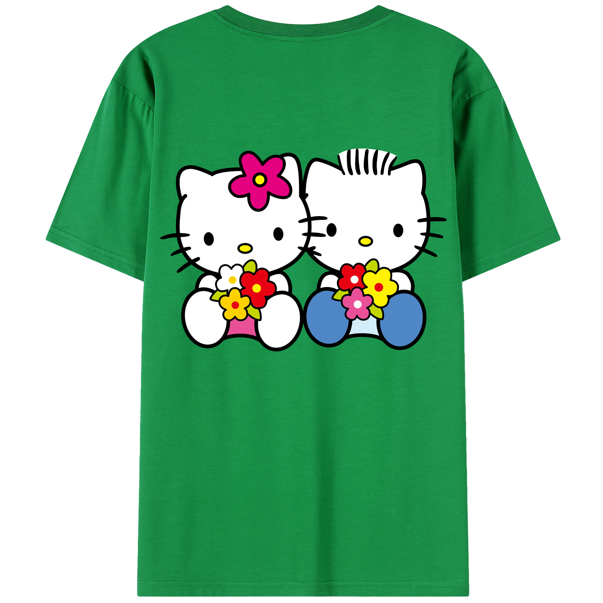 （画像用） Hello Kitty ハローキティ 綿100％ メンズ半袖Tシャツ（バックプリント） 通気性