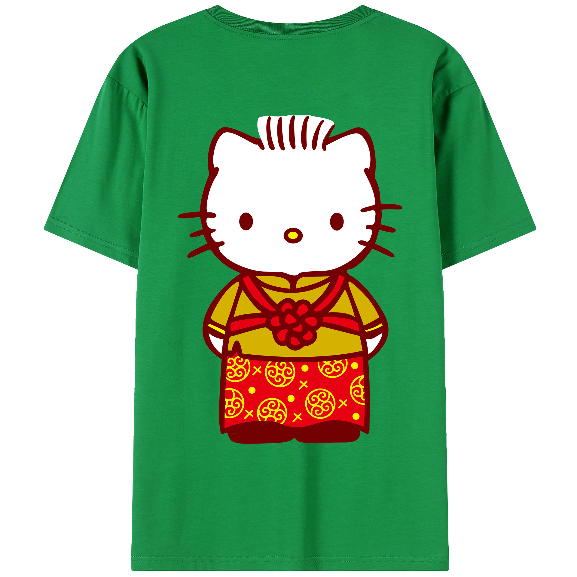 （画像用） Hello Kitty ハローキティ 綿100％ メンズ半袖Tシャツ（バックプリント） 通気性
