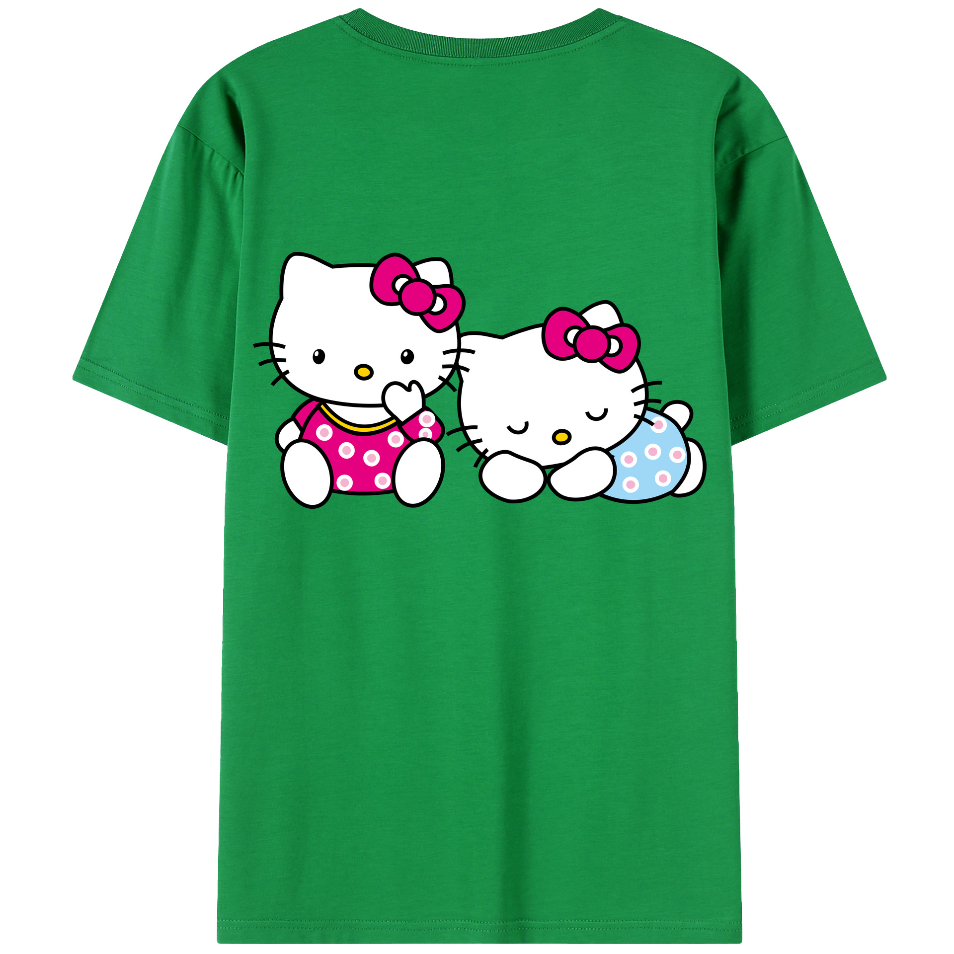 （画像用） Hello Kitty ハローキティ 綿100％ メンズ半袖Tシャツ（バックプリント） 通気性