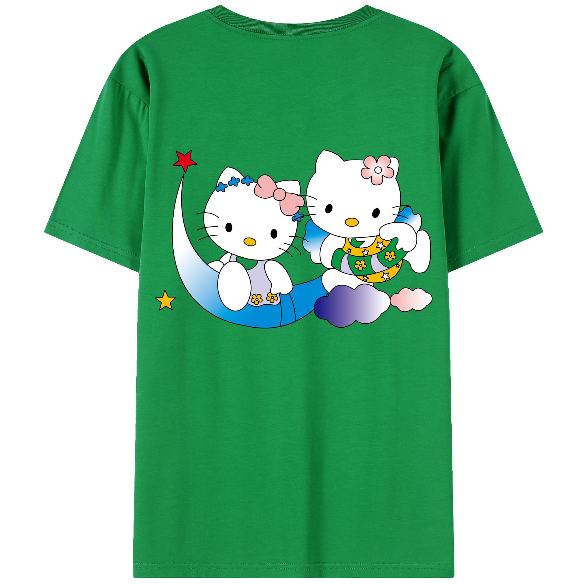 （画像用） Hello Kitty ハローキティ 綿100％ メンズ半袖Tシャツ（バックプリント） 通気性
