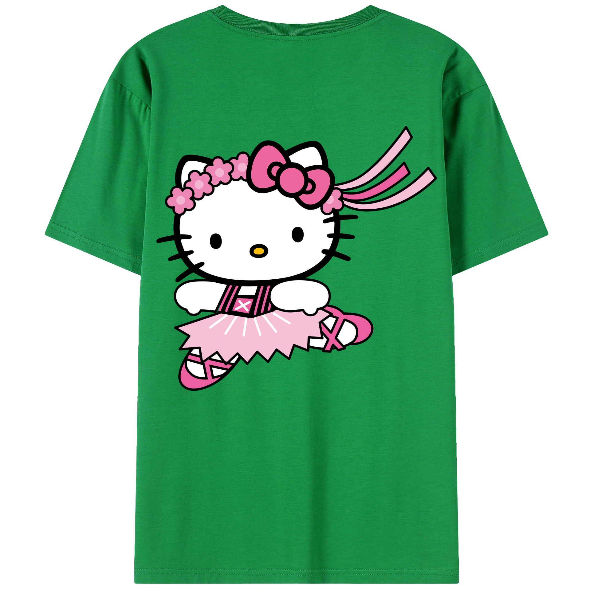 （画像用） Hello Kitty ハローキティ 綿100％ メンズ半袖Tシャツ（バックプリント） 通気性