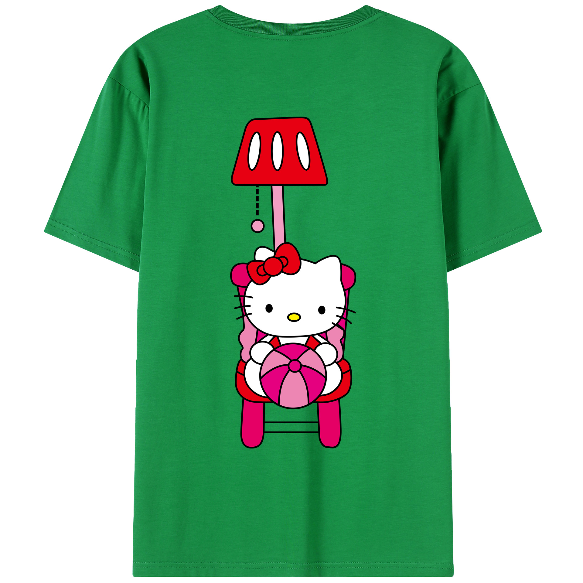 （画像用） Hello Kitty ハローキティ 綿100％ メンズ半袖Tシャツ（バックプリント） 通気性