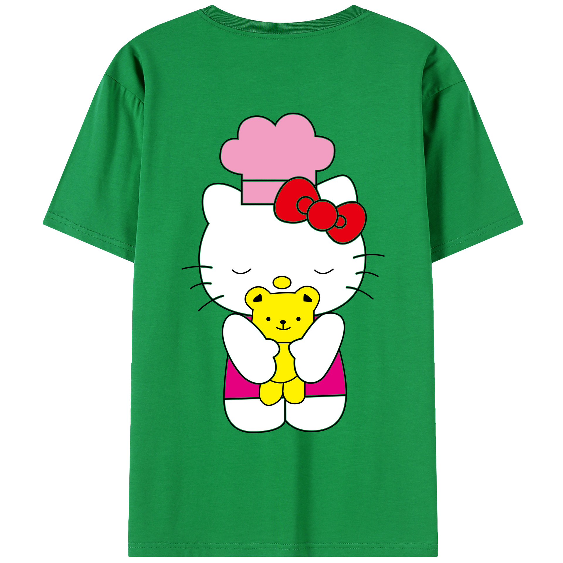 （画像用） Hello Kitty ハローキティ 綿100％ メンズ半袖Tシャツ（バックプリント） 通気性