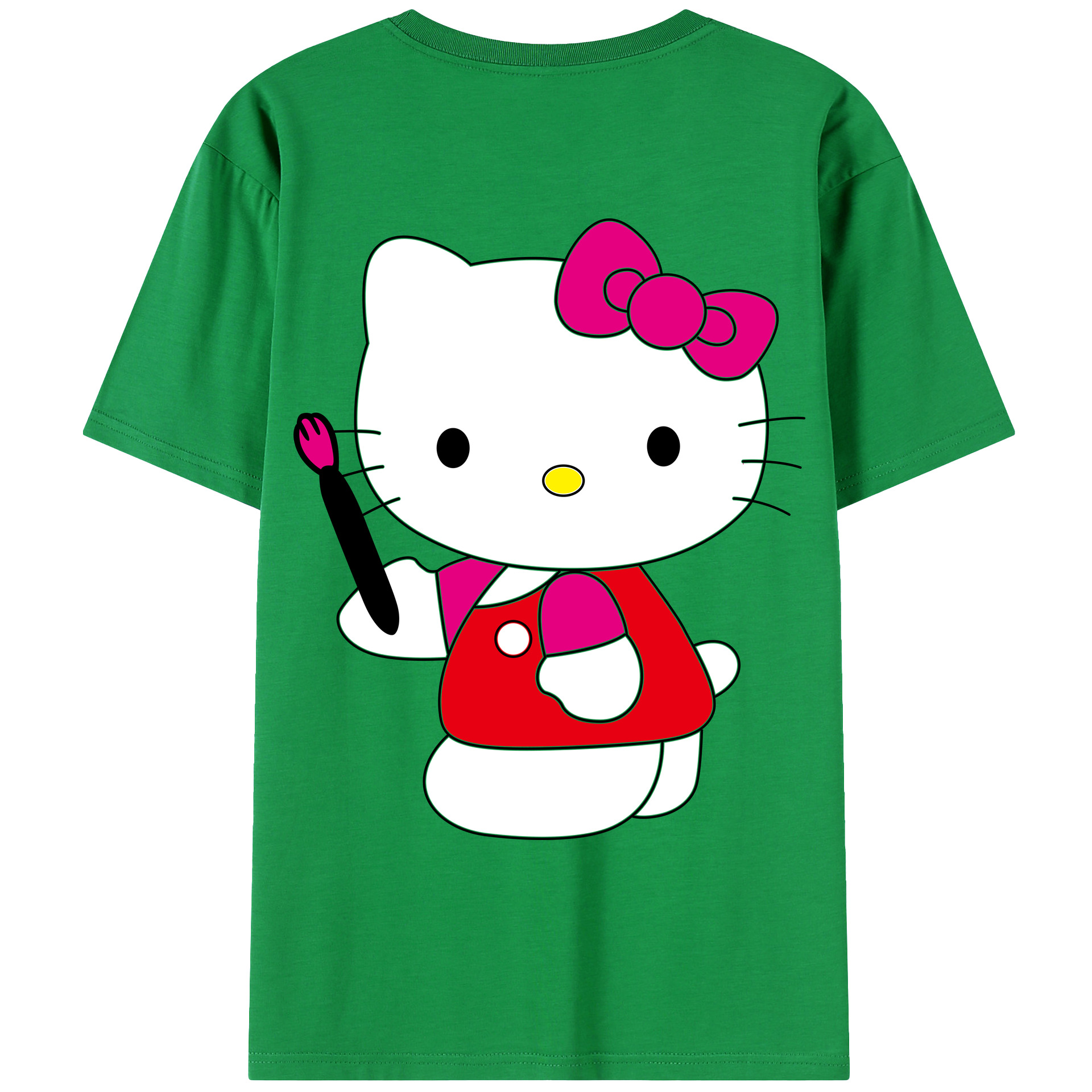 （画像用） Hello Kitty ハローキティ 綿100％ メンズ半袖Tシャツ（バックプリント） 通気性